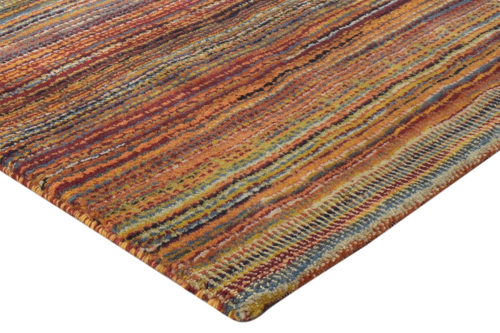 Wool Rust Rug 2' X 4' Modern Hand Knotted Bohemian Striped Small Carpet 