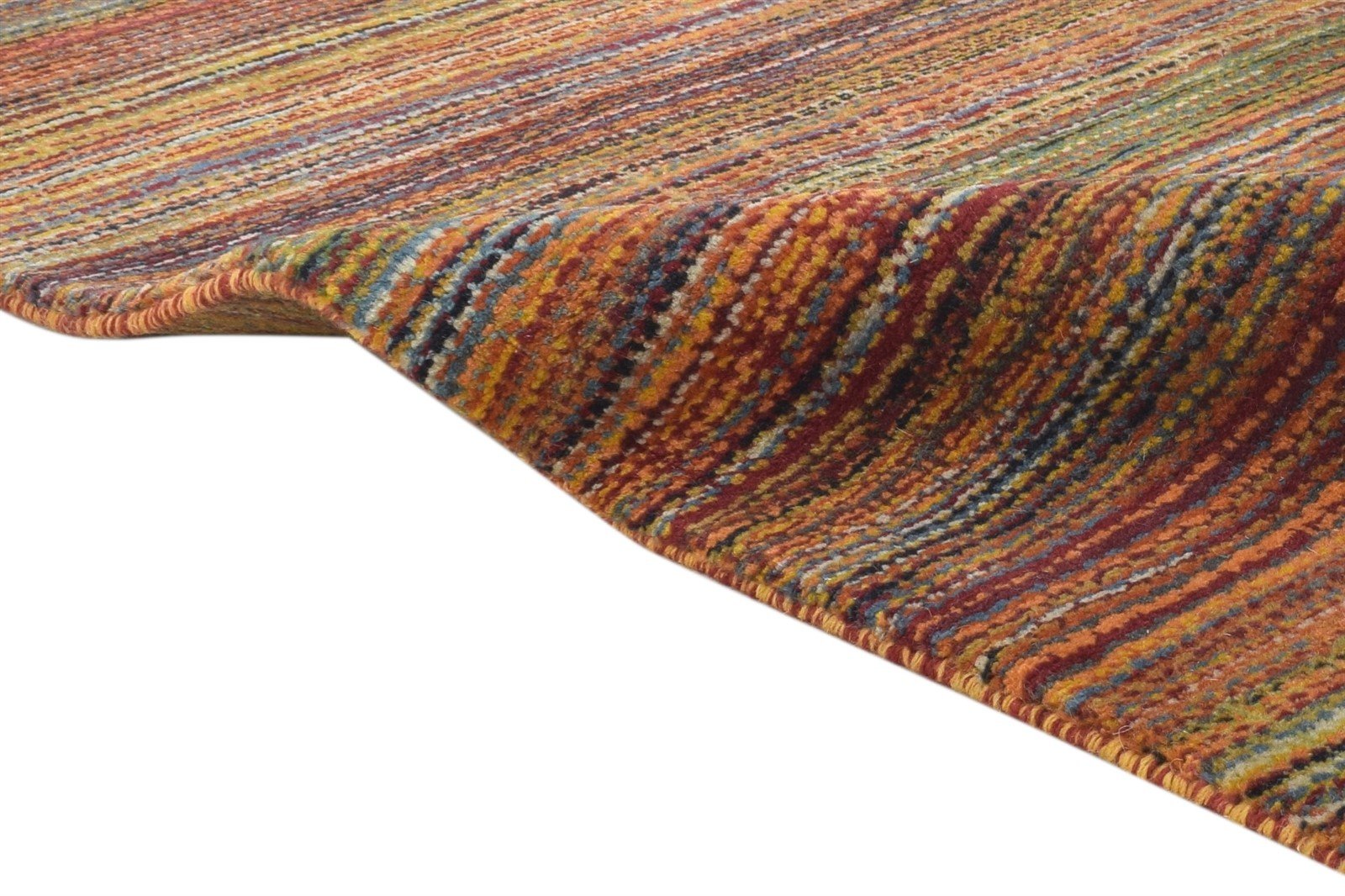 Wool Rust Rug 2' X 4' Modern Hand Knotted Bohemian Striped Small Carpet 