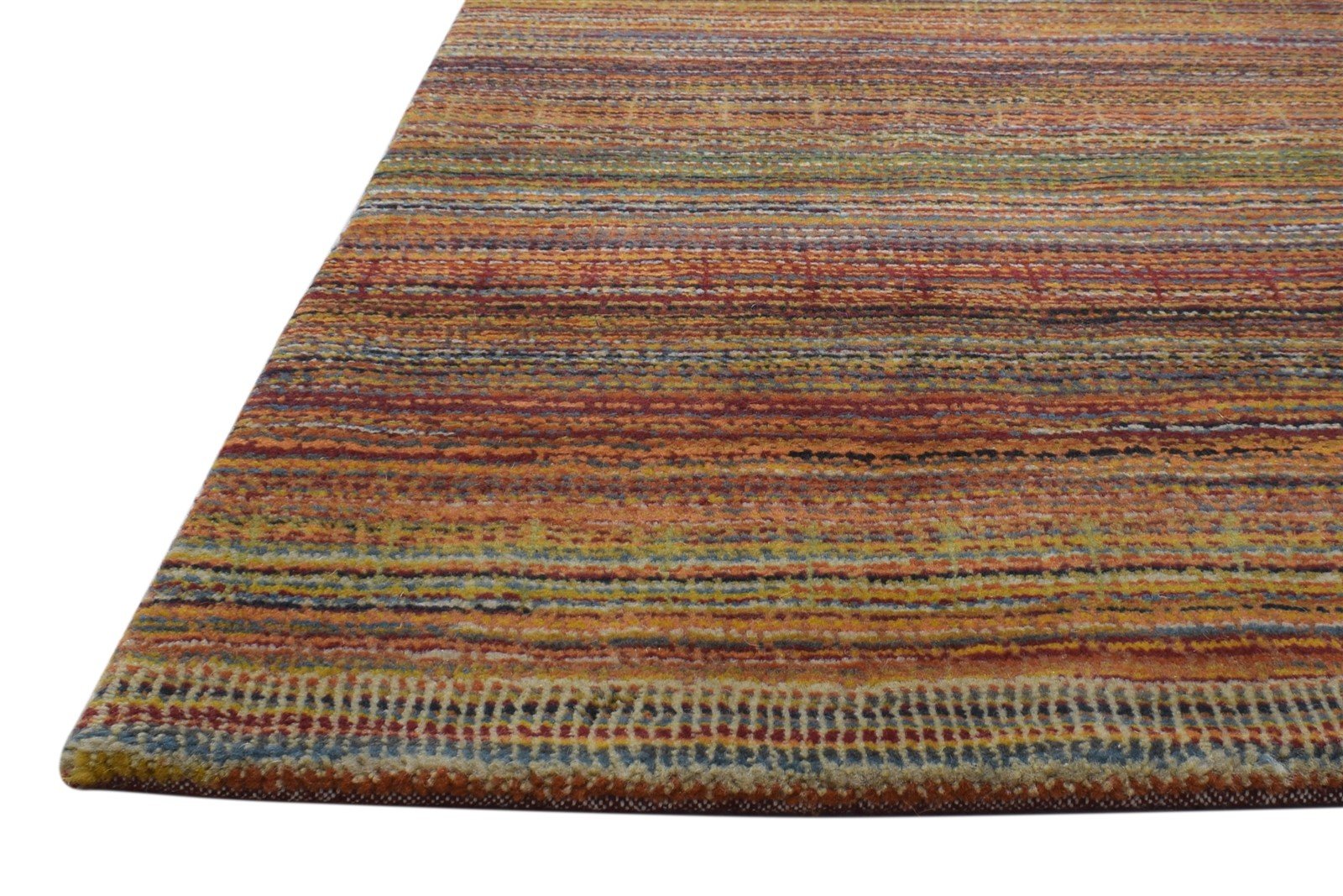 Wool Rust Rug 2' X 4' Modern Hand Knotted Bohemian Striped Small Carpet 