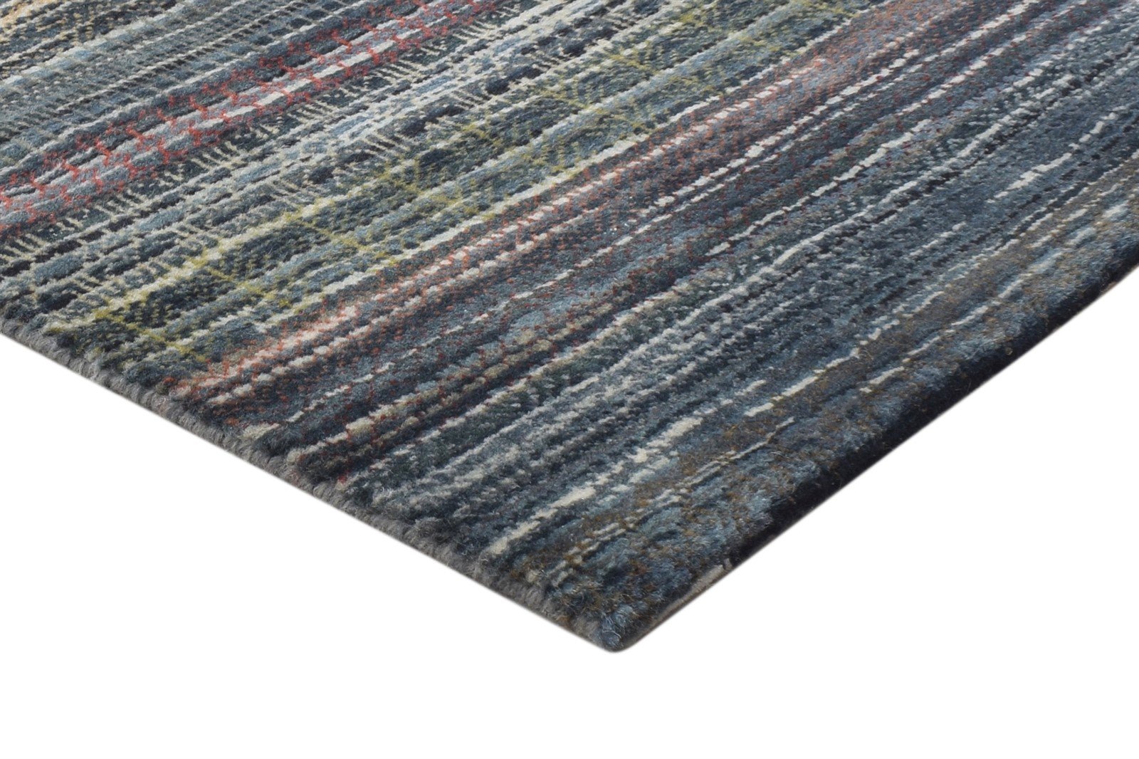 2' X 3' Rug Wool Charcoal Modern Hand Knotted Bohemian Striped Small Carpet 