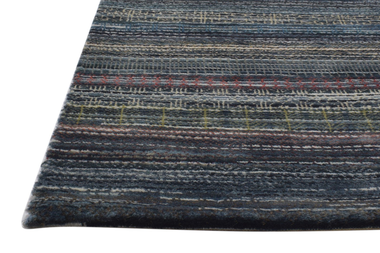 2' X 3' Rug Wool Charcoal Modern Hand Knotted Bohemian Striped Small Carpet 