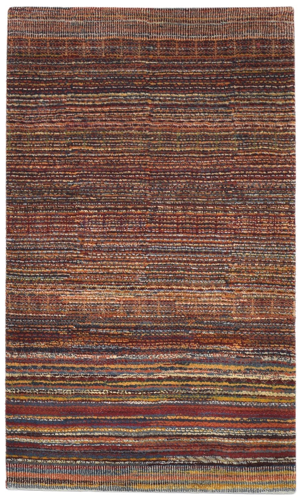 Red Wool Rug 3' X 5' Modern Hand Knotted Bohemian Striped Small Carpet 