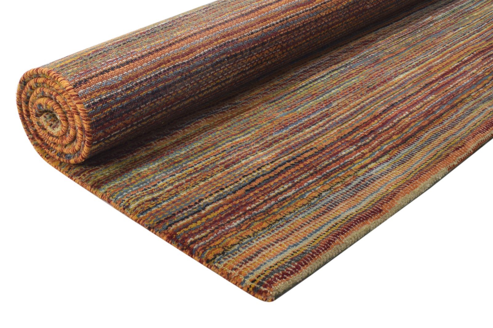 4' X 7' Rug Wool Rust Modern Hand Knotted Bohemian Striped Room Size Carpet 