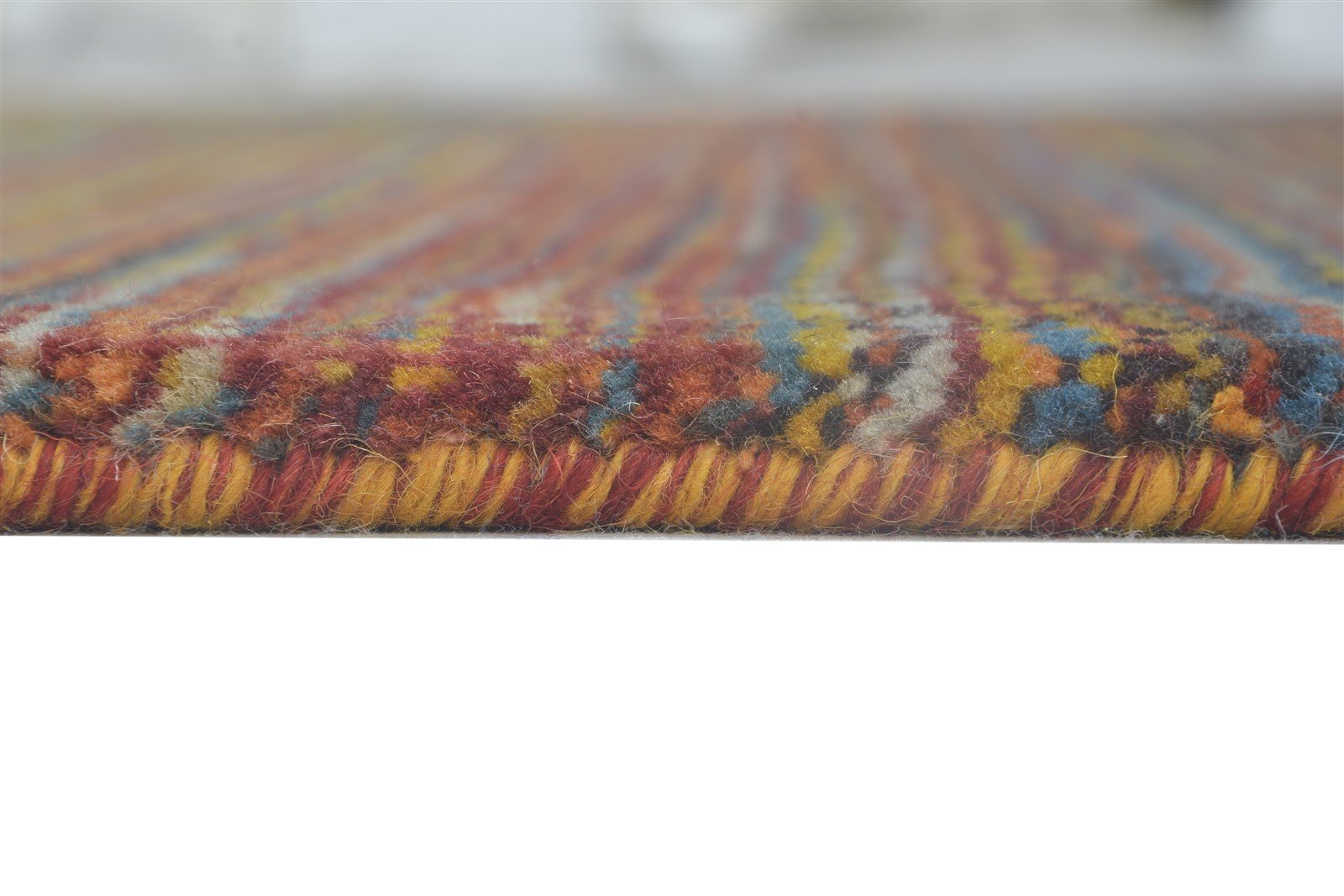 4' X 7' Rug Wool Rust Modern Hand Knotted Bohemian Striped Room Size Carpet 