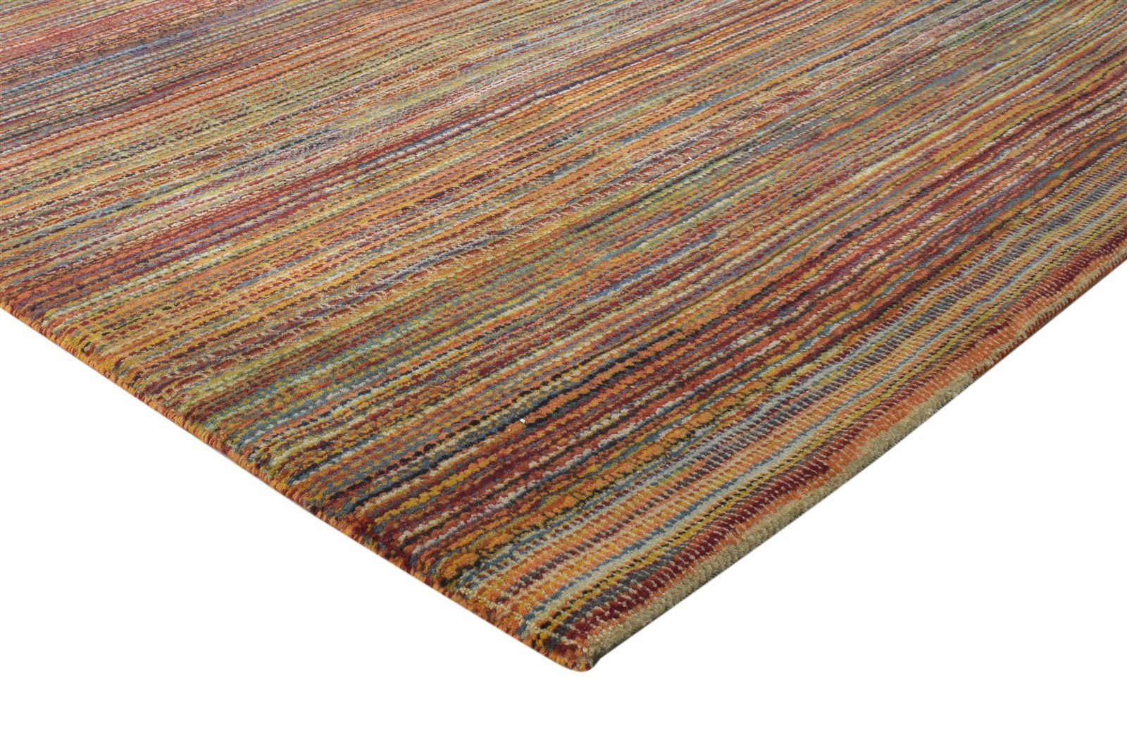 4' X 7' Rug Wool Rust Modern Hand Knotted Bohemian Striped Room Size Carpet 