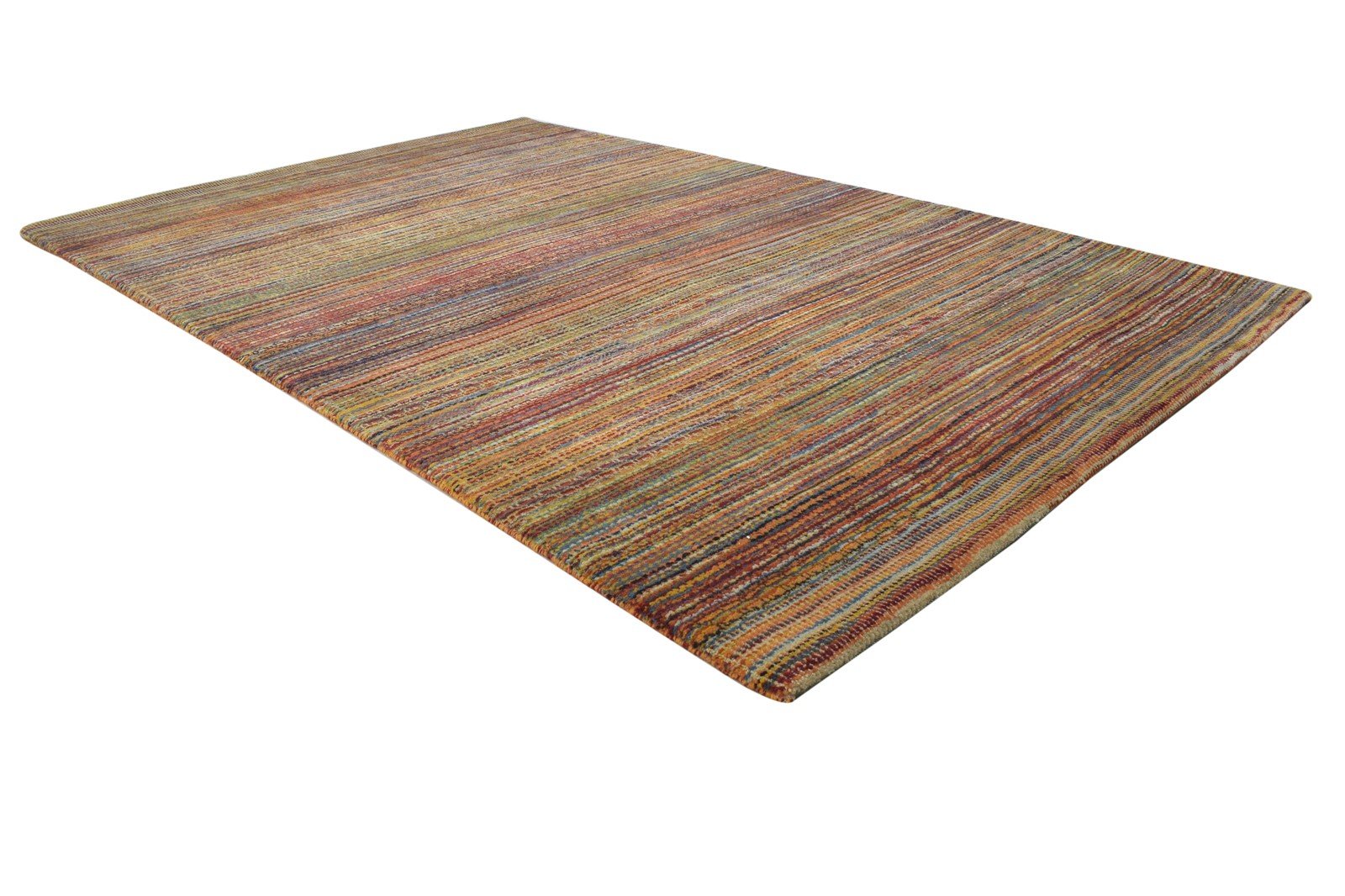 4' X 7' Rug Wool Rust Modern Hand Knotted Bohemian Striped Room Size Carpet 