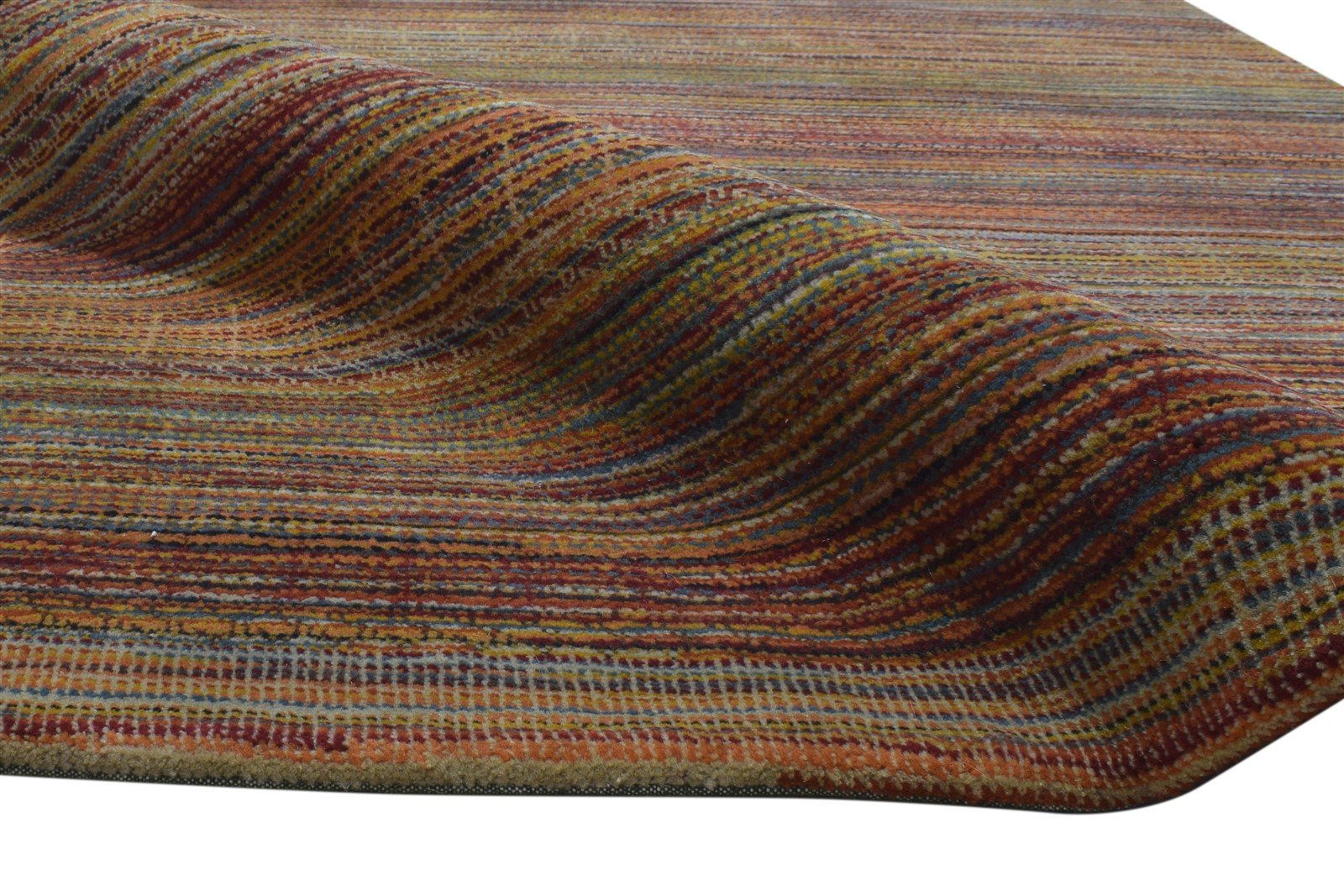 4' X 7' Rug Wool Rust Modern Hand Knotted Bohemian Striped Room Size Carpet 