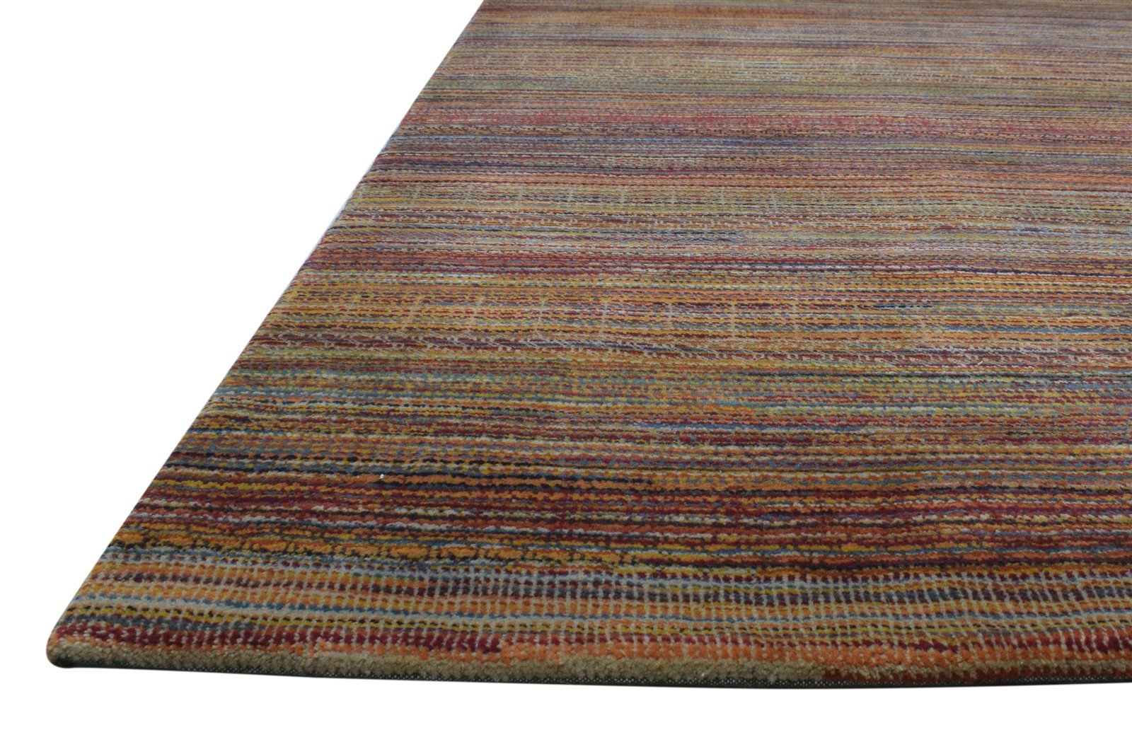 4' X 7' Rug Wool Rust Modern Hand Knotted Bohemian Striped Room Size Carpet 