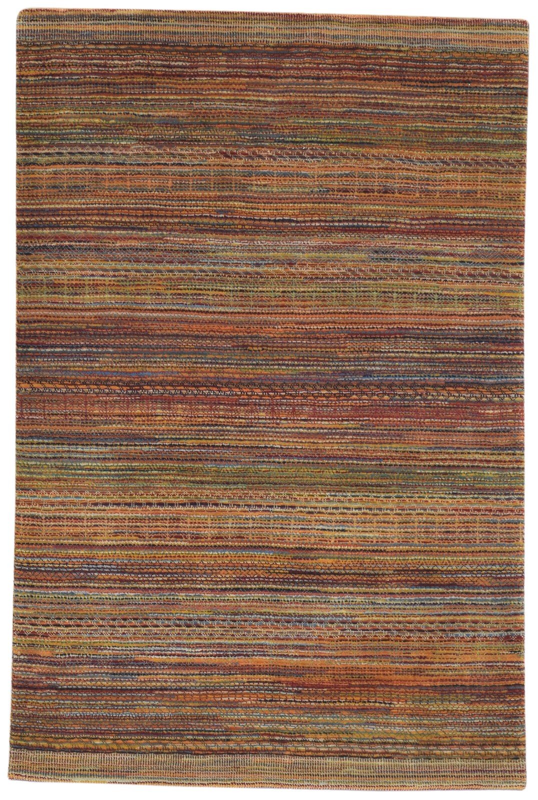 4' X 7' Rug Wool Rust Modern Hand Knotted Bohemian Striped Room Size Carpet 