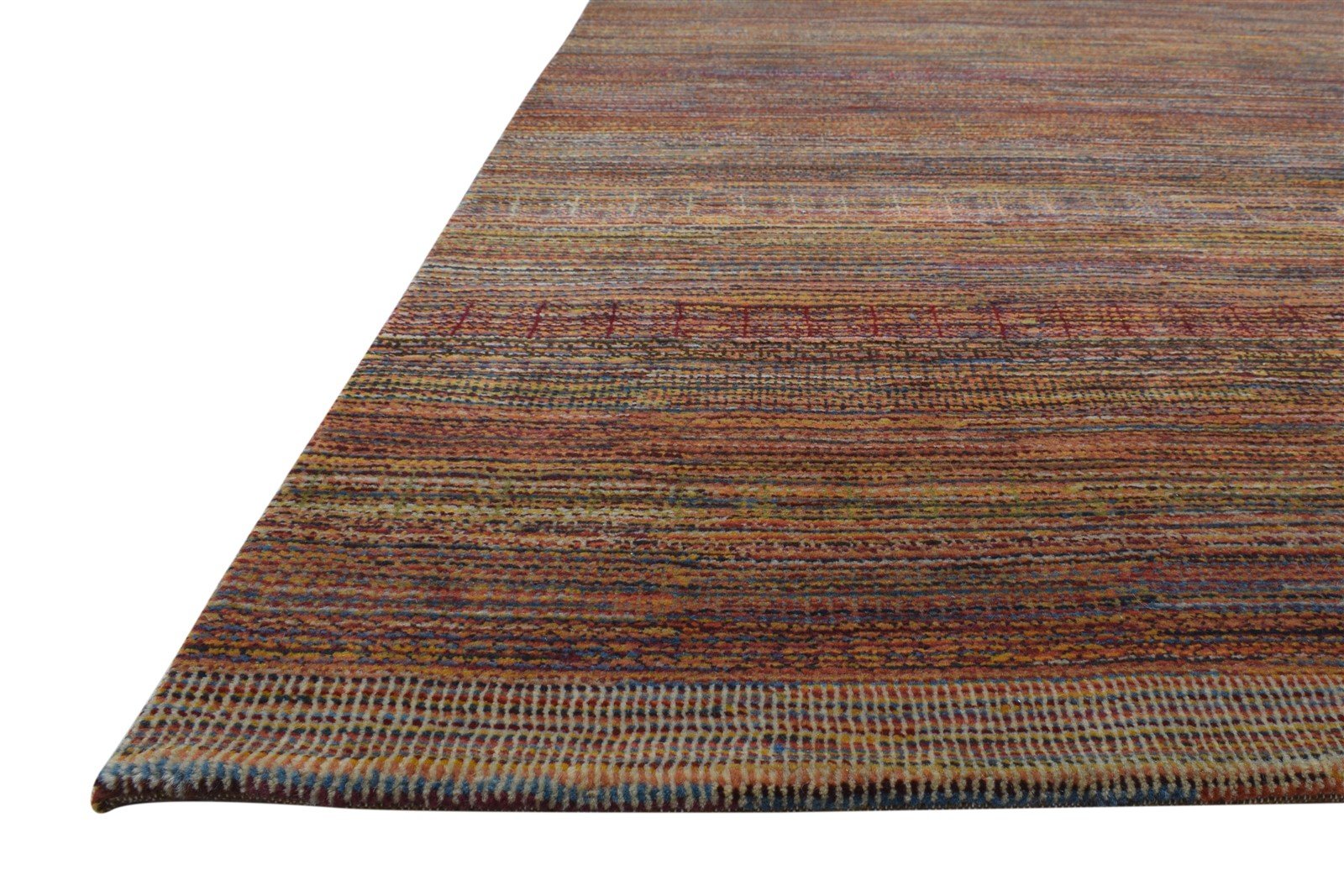 Rust Wool Rug 5' X 8' Modern Hand Knotted Bohemian Striped Room Size Carpet 