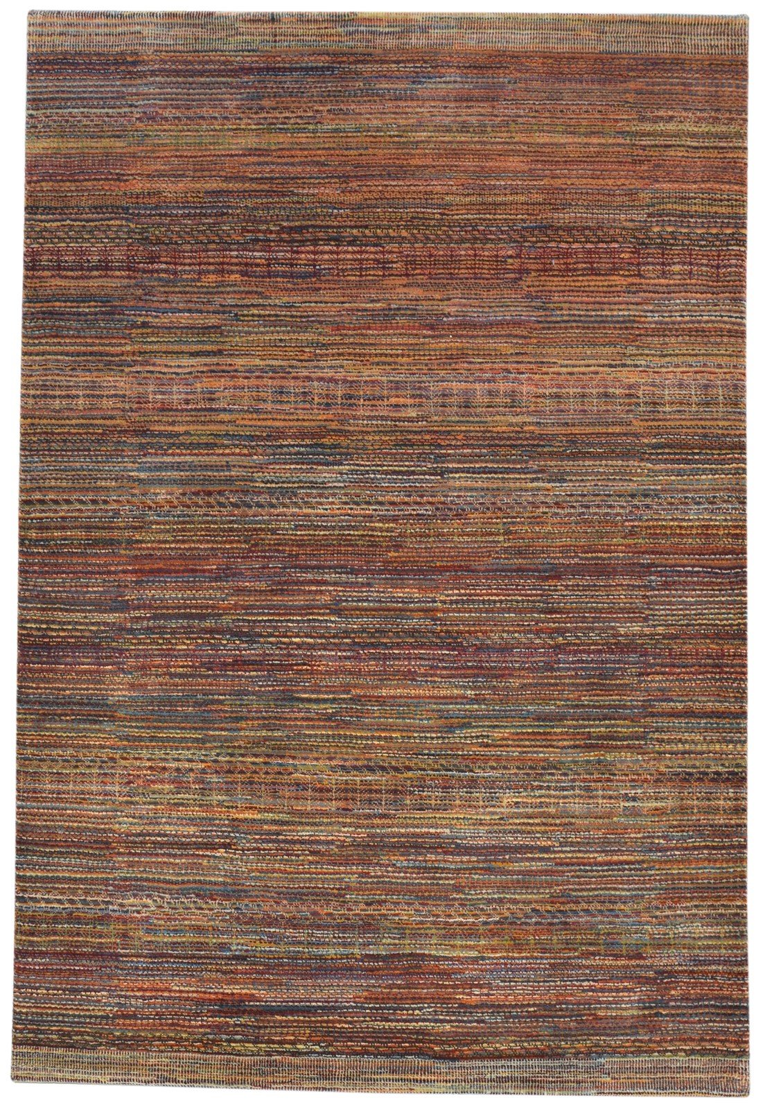 Rust Wool Rug 5' X 8' Modern Hand Knotted Bohemian Striped Room Size Carpet 