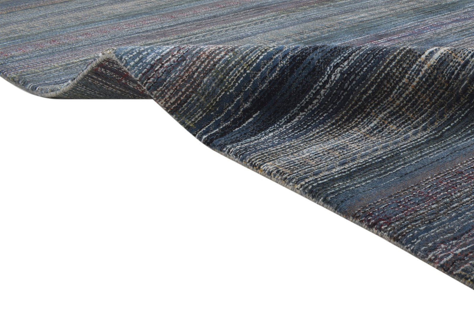 Wool Charcoal Rug 6' X 10' Modern Hand Knotted Bohemian Striped Large Carpet 