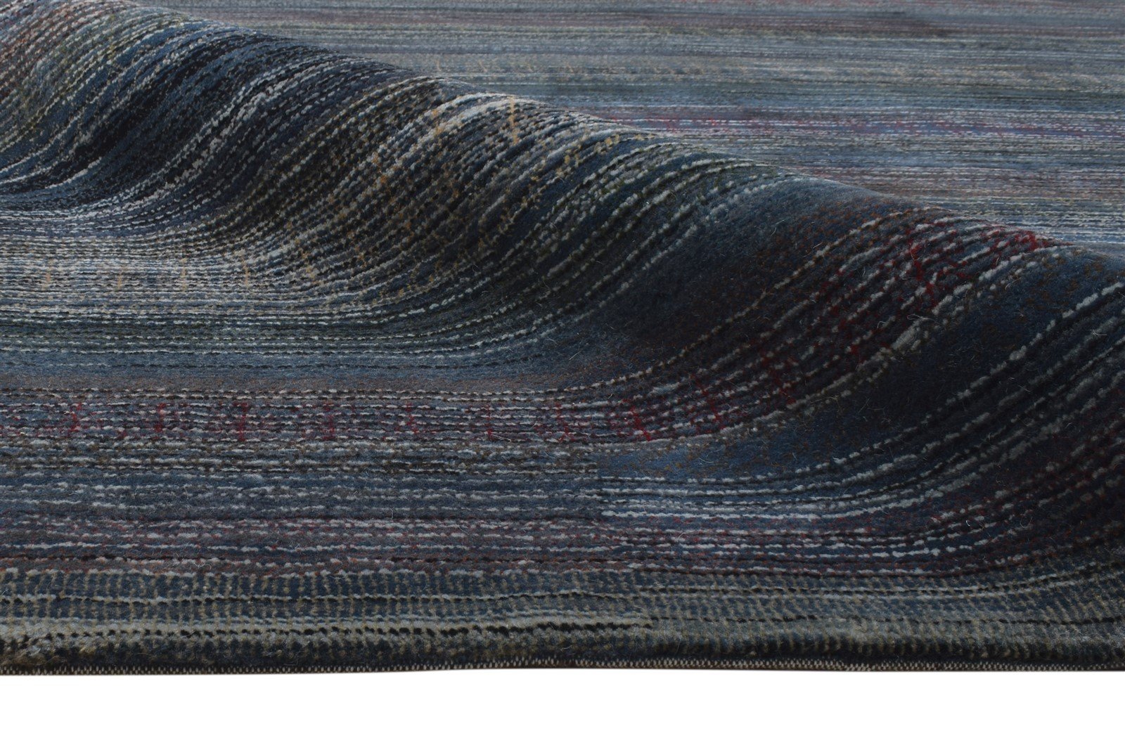 Wool Charcoal Rug 6' X 10' Modern Hand Knotted Bohemian Striped Large Carpet 