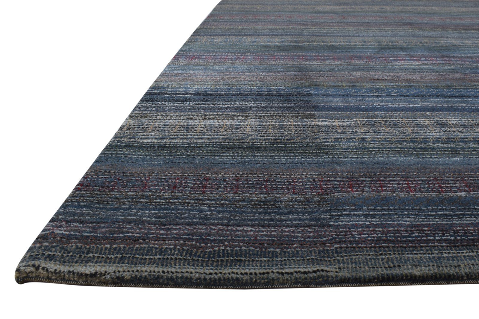 Wool Charcoal Rug 6' X 10' Modern Hand Knotted Bohemian Striped Large Carpet 