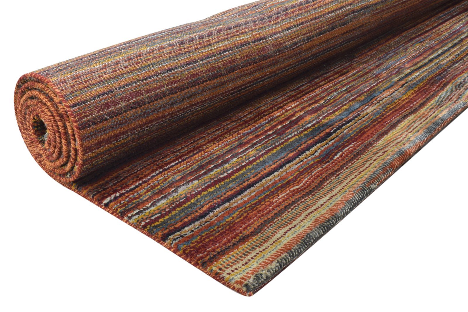 6' X 10' Rug Wool Rust Modern Hand Knotted Bohemian Striped Large Carpet 