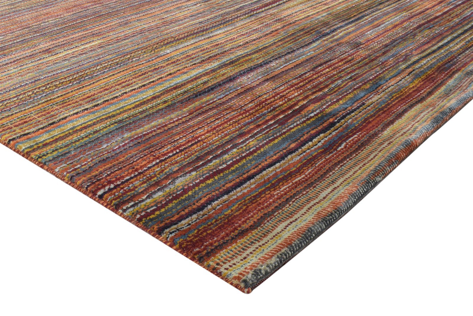 6' X 10' Rug Wool Rust Modern Hand Knotted Bohemian Striped Large Carpet 