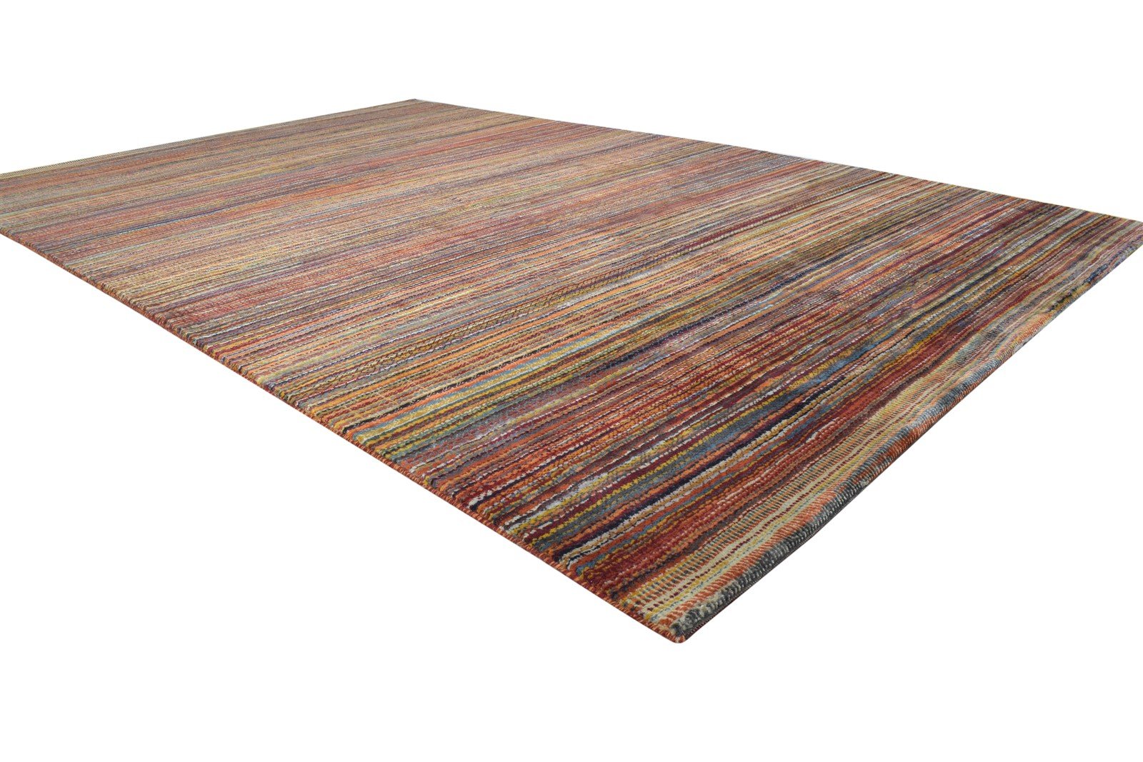 6' X 10' Rug Wool Rust Modern Hand Knotted Bohemian Striped Large Carpet 