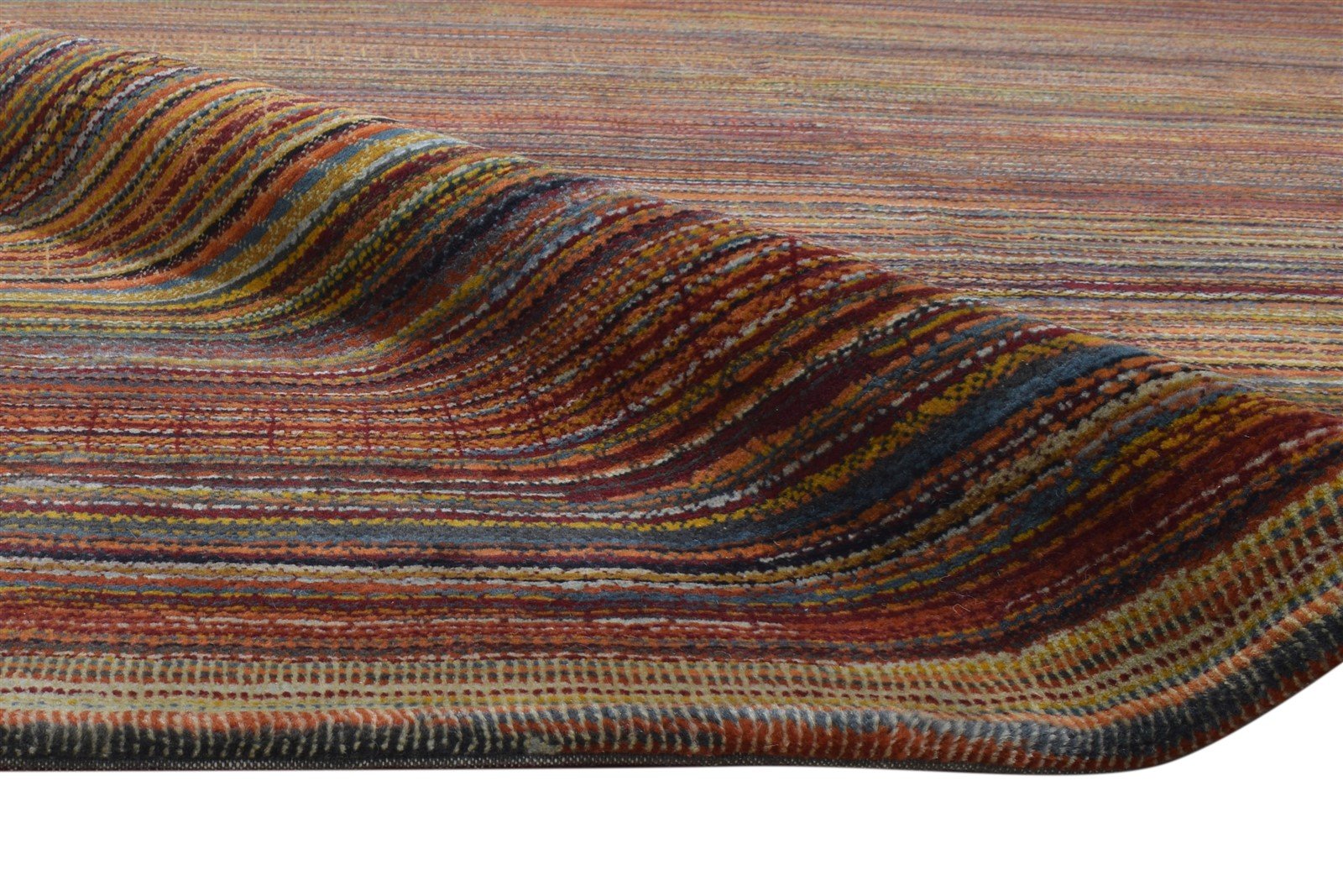 6' X 10' Rug Wool Rust Modern Hand Knotted Bohemian Striped Large Carpet 