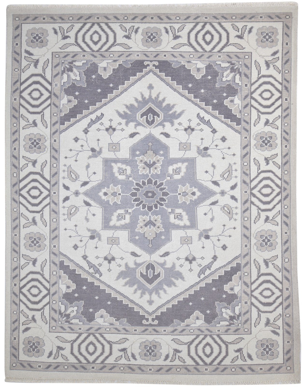 Wool Grey Rug 8' X 10' Persian Hand Knotted Heriz-Indian Oriental Large Carpet 