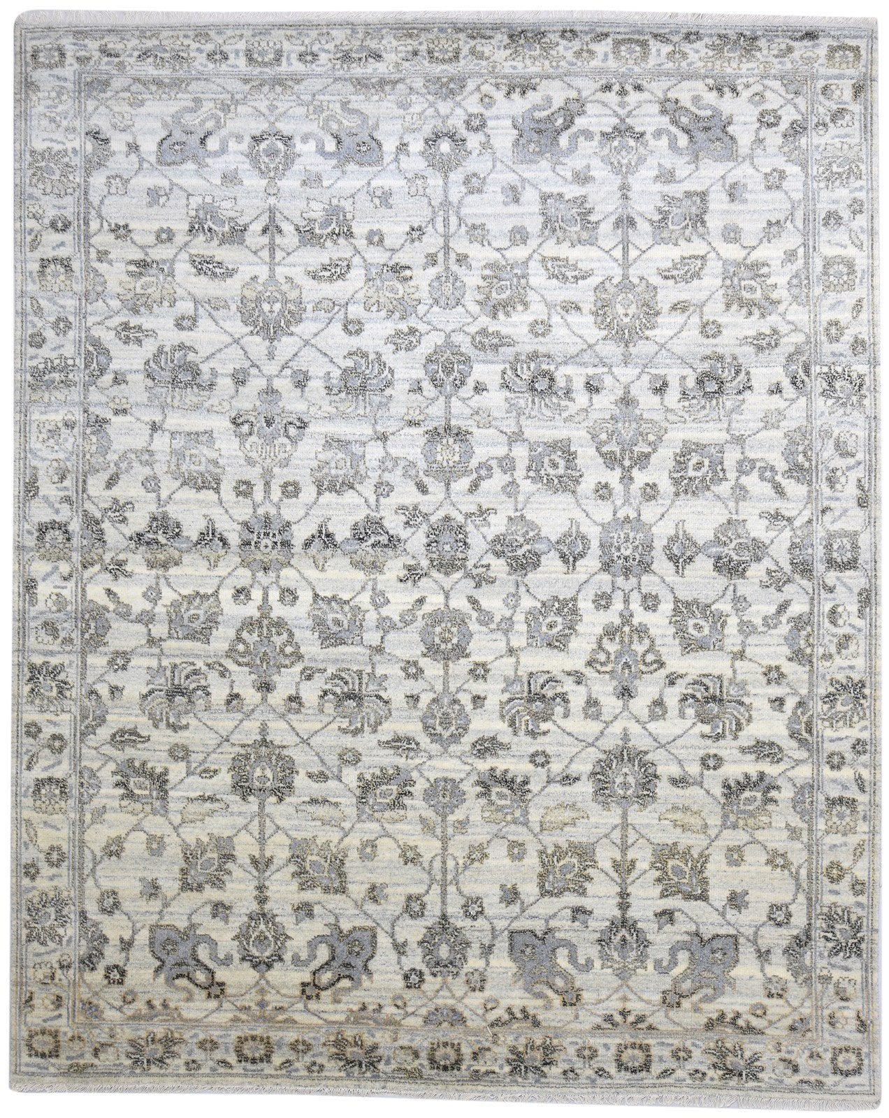 8' X 10' Rug Wool Grey Persian Hand Knotted Kashan Oriental Large Carpet 