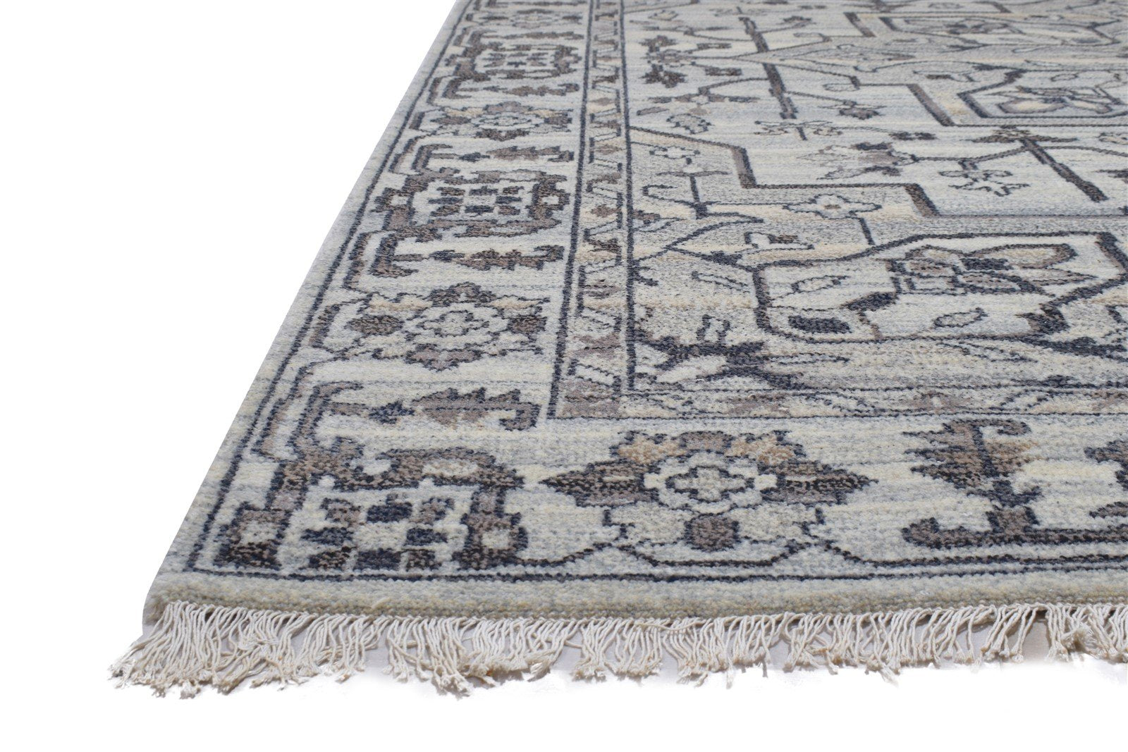 Grey Wool Rug 8' X 10' Persian Hand Knotted Heriz-Indian Oriental Large Carpet 