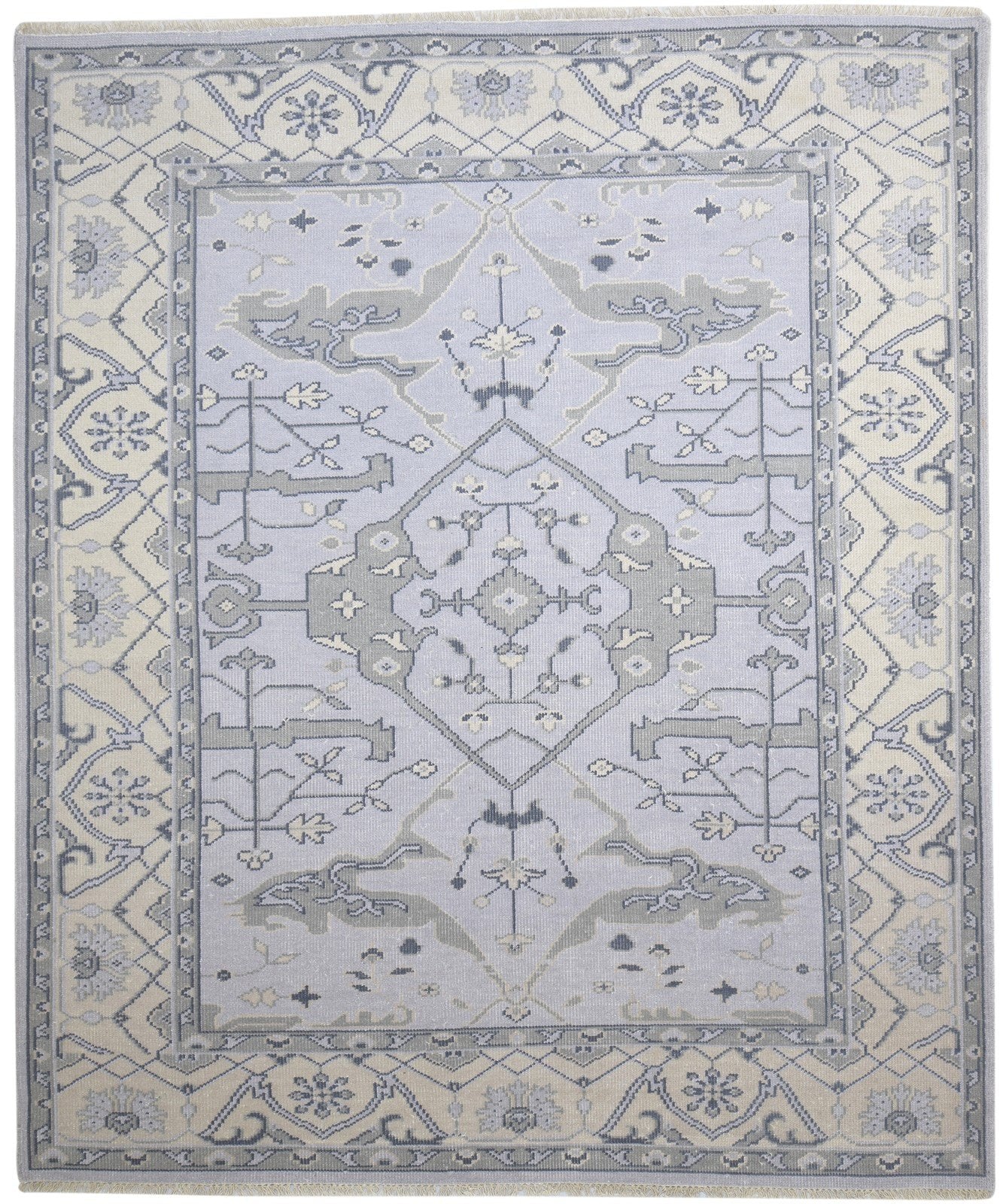 8' X 10' Rug Wool Silver Persian Hand Knotted Oushak Oriental Large Carpet 