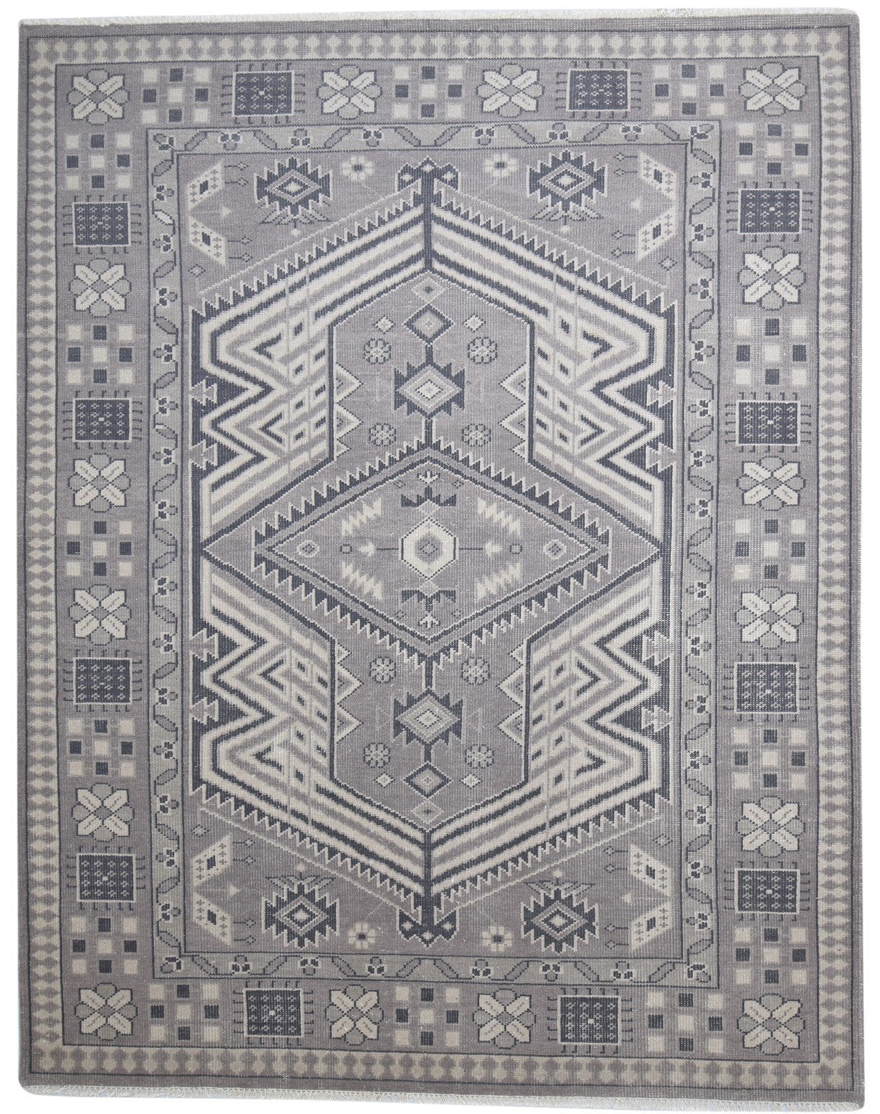 Grey Wool Rug 8' X 10' Persian Hand Knotted Kazak Oriental Large Carpet 