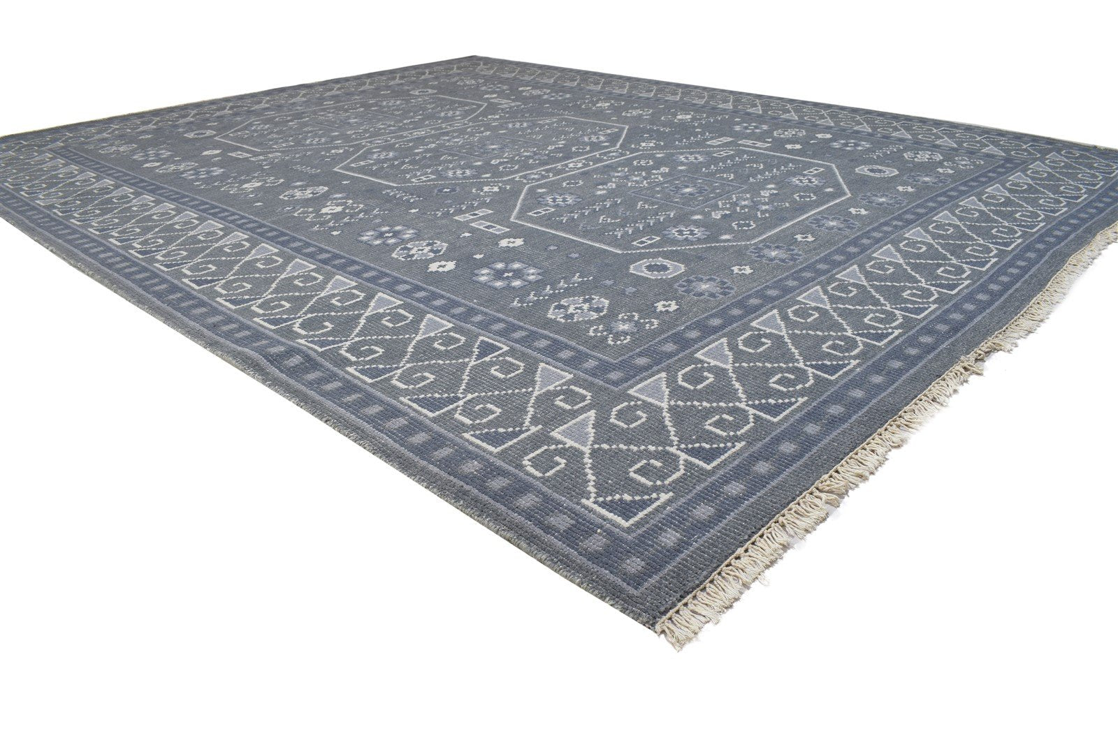 Wool Dark Grey Rug 8' X 10' Persian Hand Knotted Khotan Oriental Large Carpet 