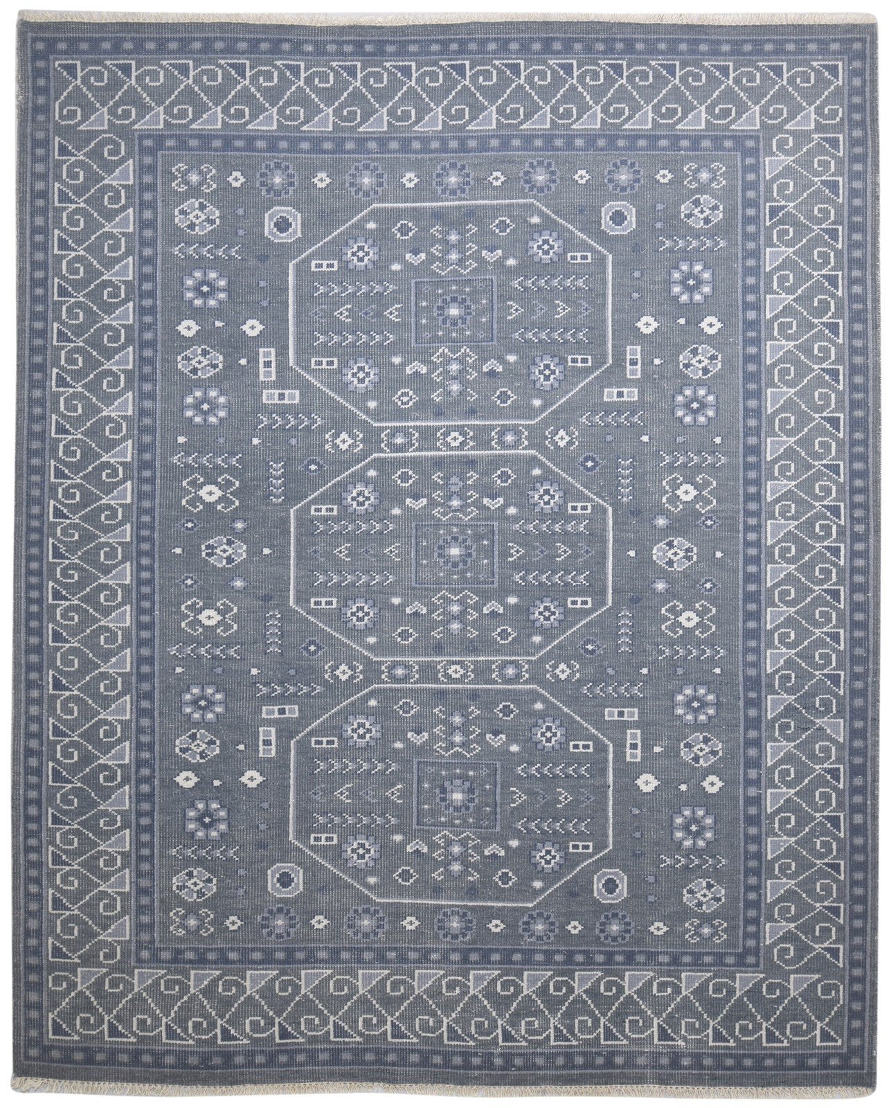 Wool Dark Grey Rug 8' X 10' Persian Hand Knotted Khotan Oriental Large Carpet 