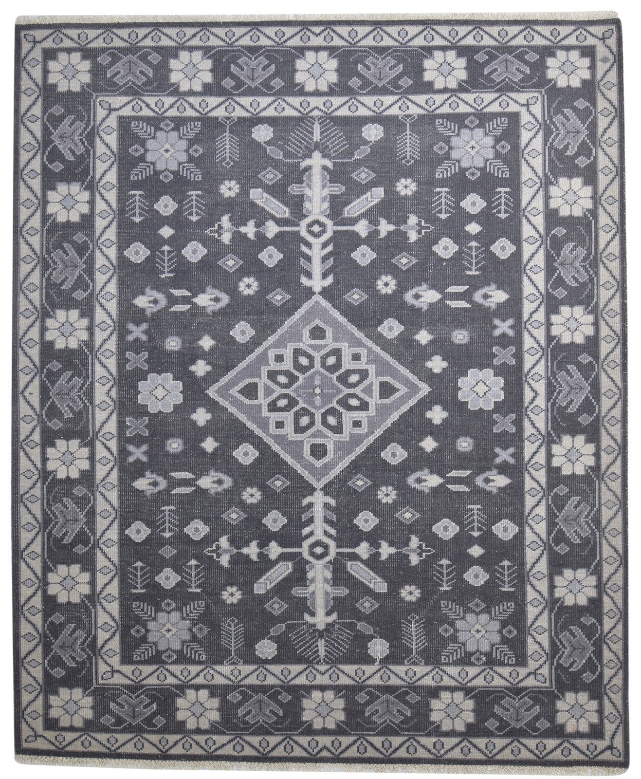 8' X 10' Rug Wool Charcoal Persian Hand Knotted Abadeh Oriental Large Carpet 