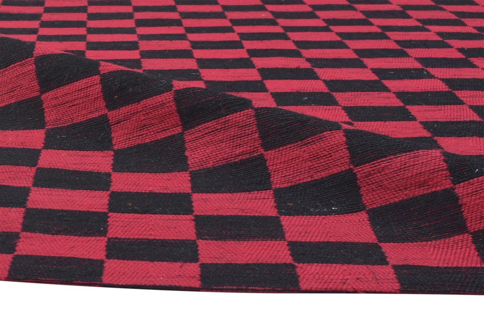 Wool / Silk Red Rug 4X7 Modern Jacquard Loom Bohemian Geometric Room Size 