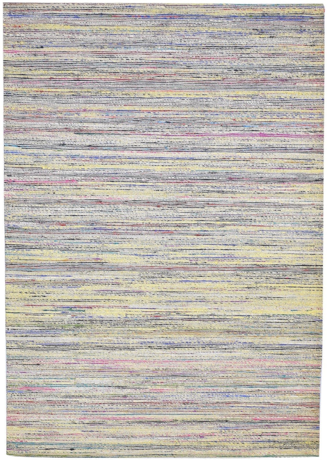 Colorful Wool / Silk Rug 5X7 Modern Jacquard Loom Bohemian Striped Room Size 