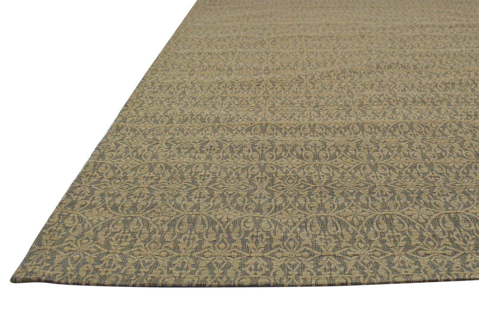 Jacquard Loom Gold Wool / Silk Rug 5X7 Modern French Trellis Room Size Carpet 