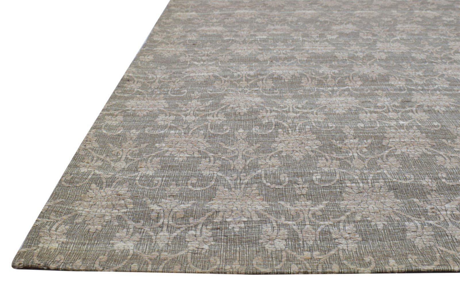 Dark Grey Wool / Silk Rug 5X7 Modern Jacquard Loom French Floral Room Size 