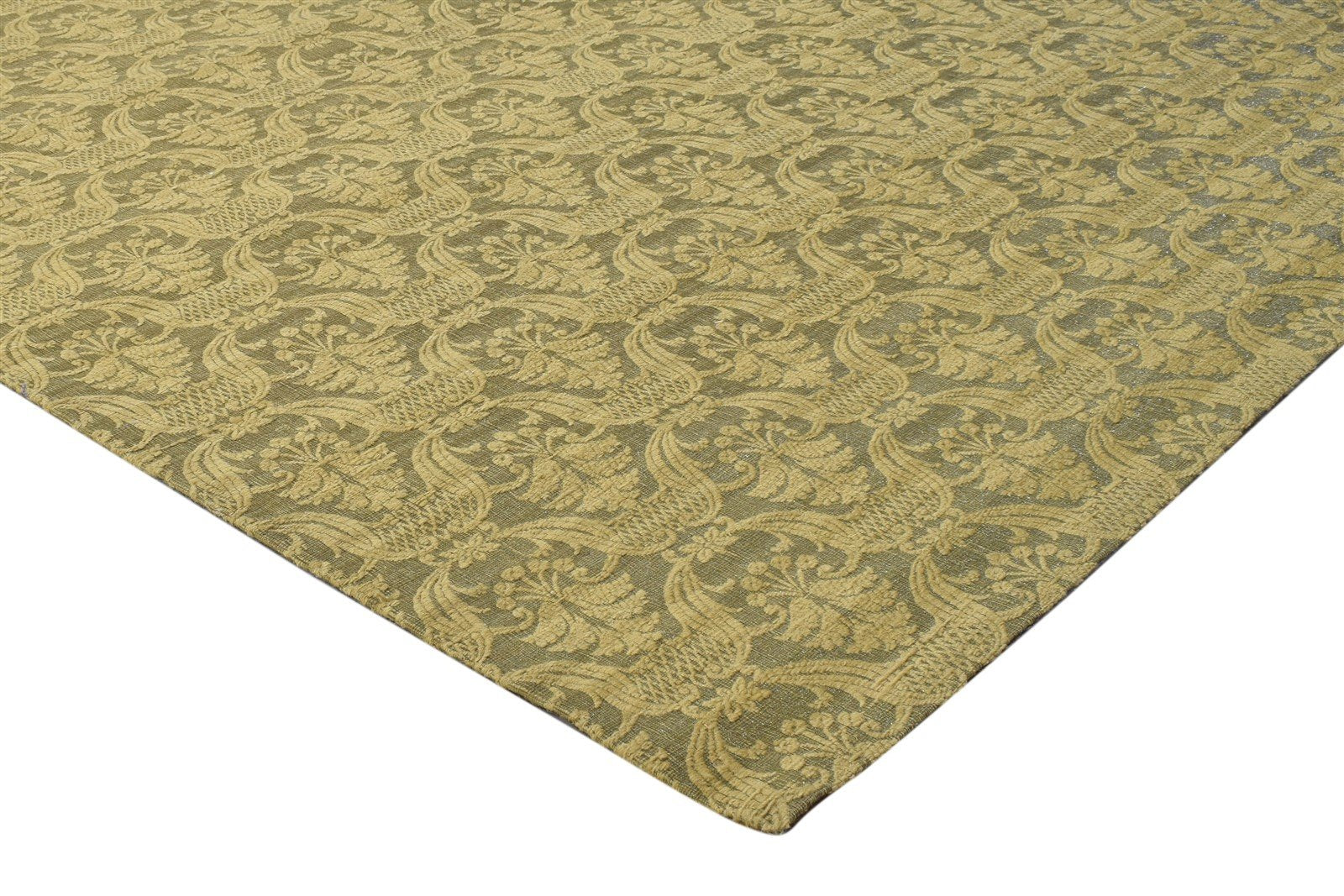 Gold Wool / Silk Rug 5X7 Modern Jacquard Loom French Damask Room Size Carpet 