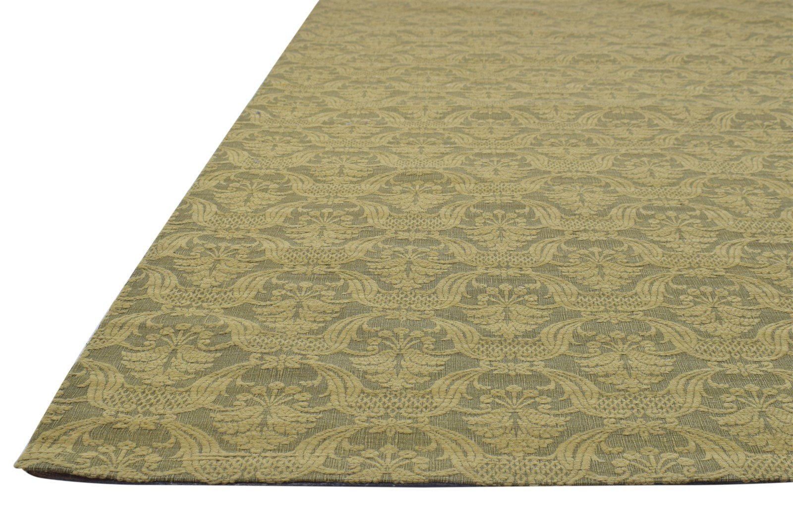 Gold Wool / Silk Rug 5X7 Modern Jacquard Loom French Damask Room Size Carpet 