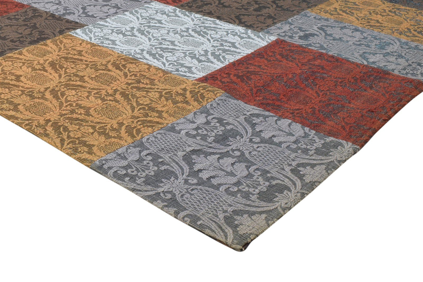 Jacquard Loom Multi Color Wool / Silk Rug 5X8 Modern Bohemian Damask Room Size 