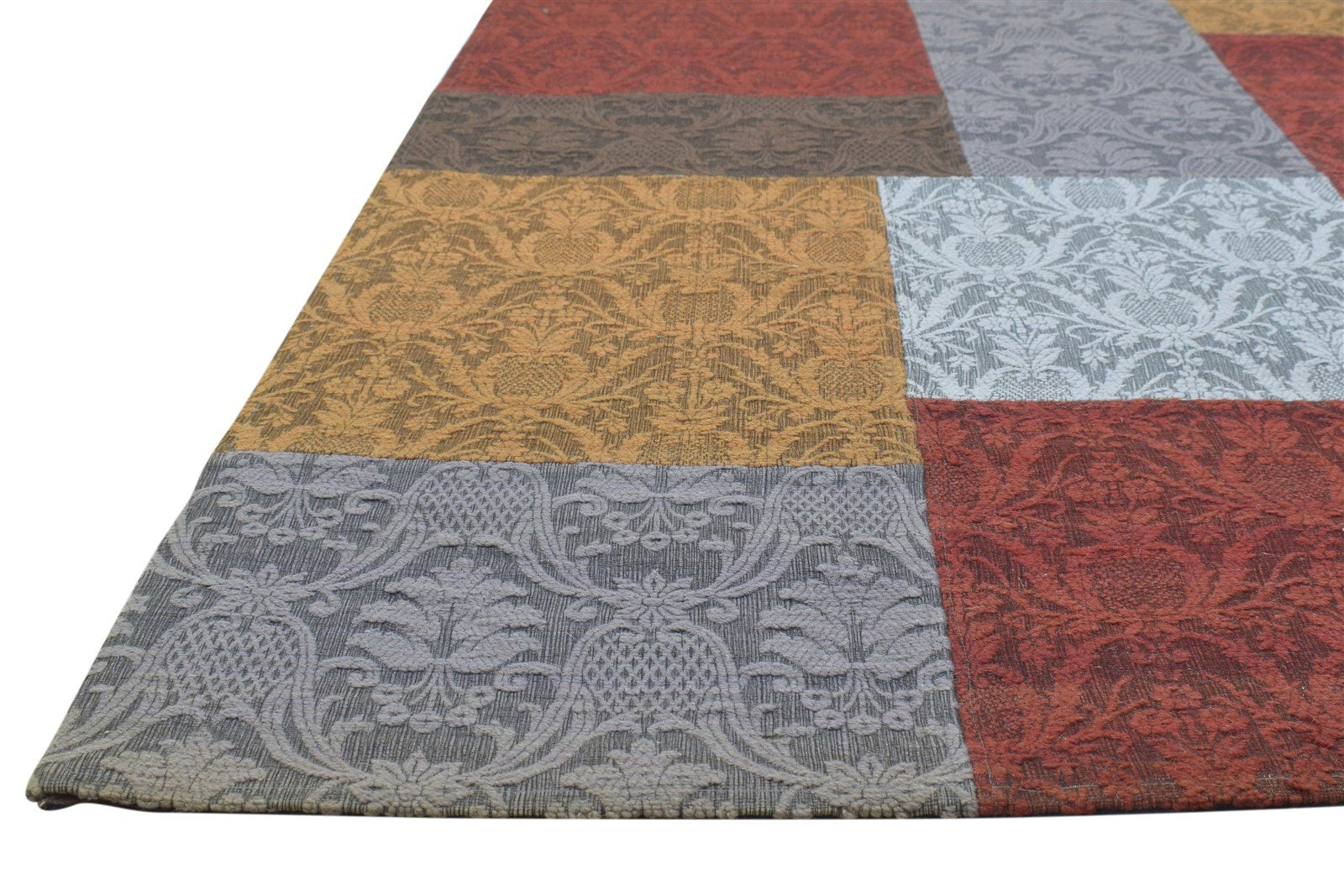 Jacquard Loom Multi Color Wool / Silk Rug 5X8 Modern Bohemian Damask Room Size 