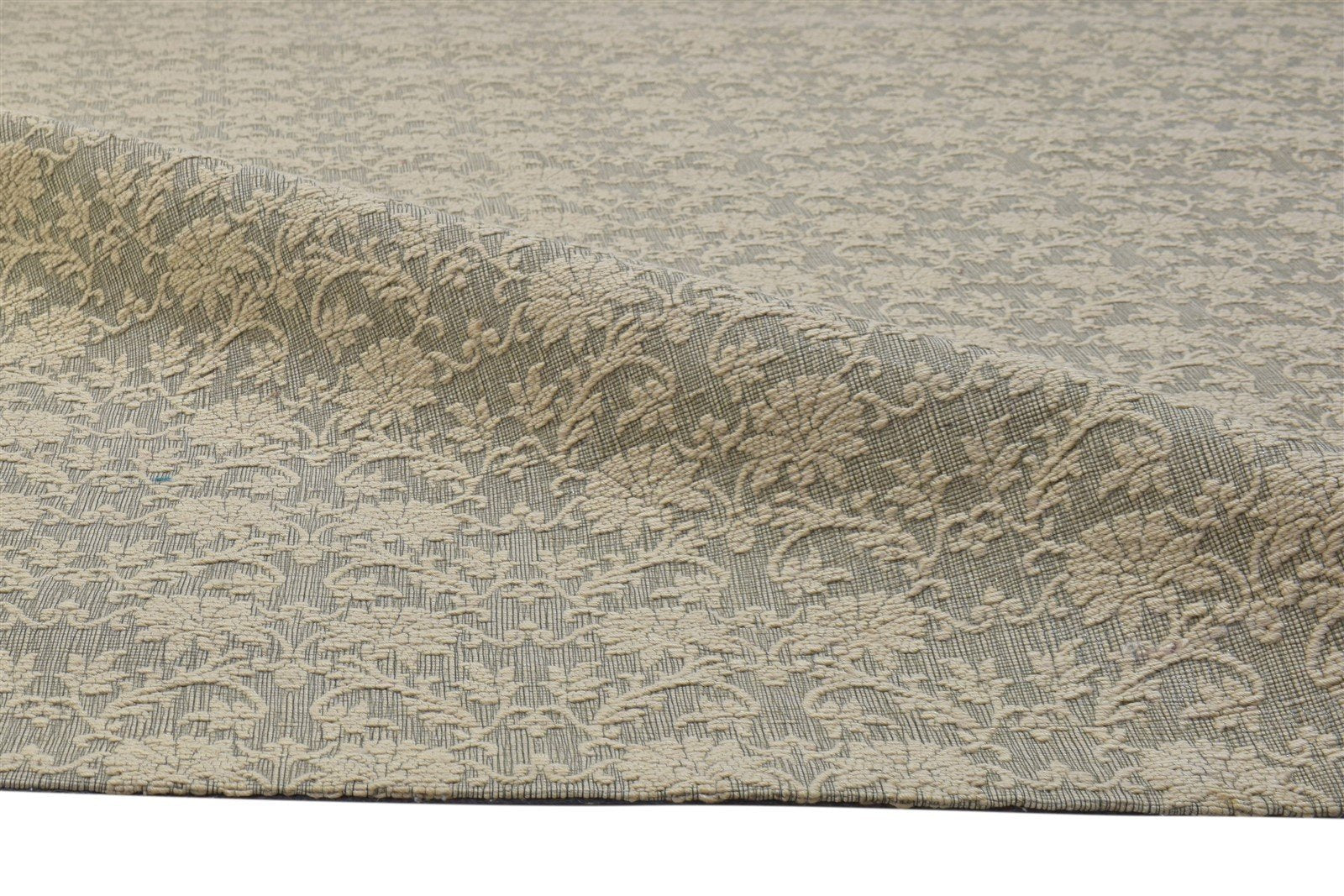 Jacquard Loom Grey Wool / Silk Rug 5X7 Modern French Floral Room Size Carpet 