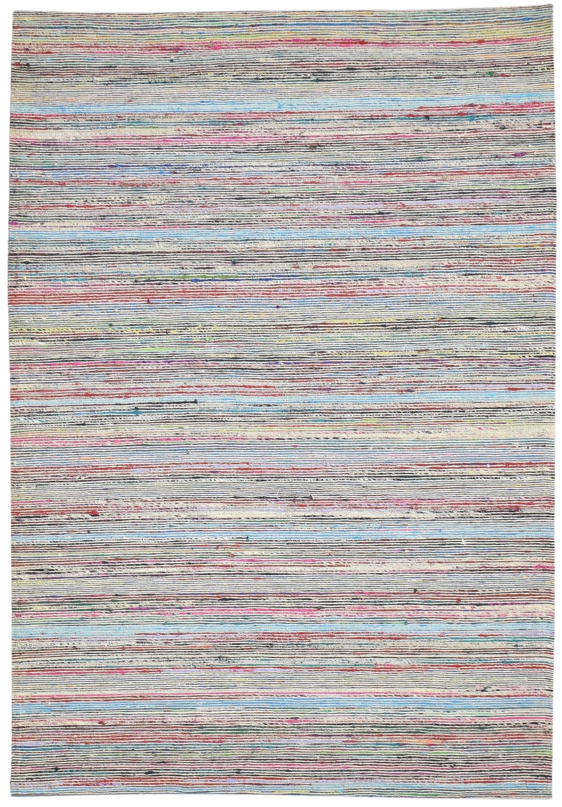 Color Wool / Silk Rug 5X7 Modern Jacquard Loom Bohemian Striped Room Size 