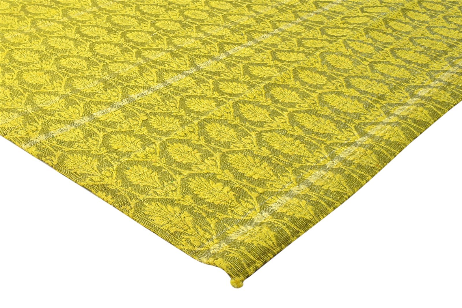 100% Wool / Art Silk Yellow Rug 5X7 Modern Jacquard Loom French Floral Room Size 