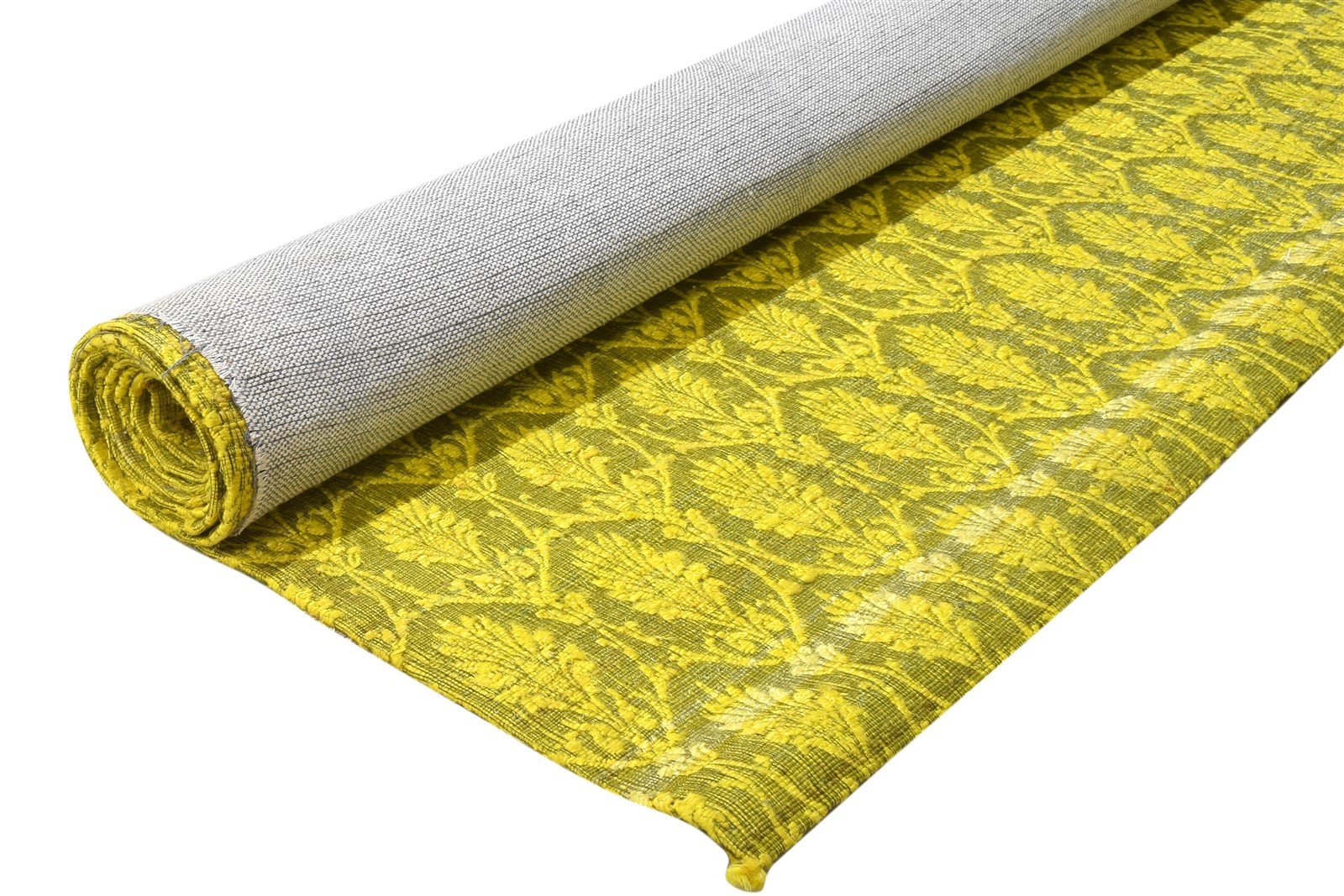 100% Wool / Art Silk Yellow Rug 5X7 Modern Jacquard Loom French Floral Room Size 