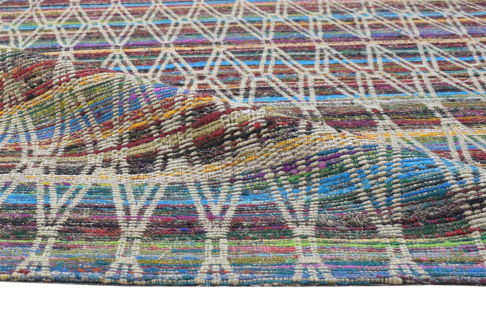 Wool / Silk Color Rug 5X7 Modern Jacquard Loom Bohemian Diamond Room Size 