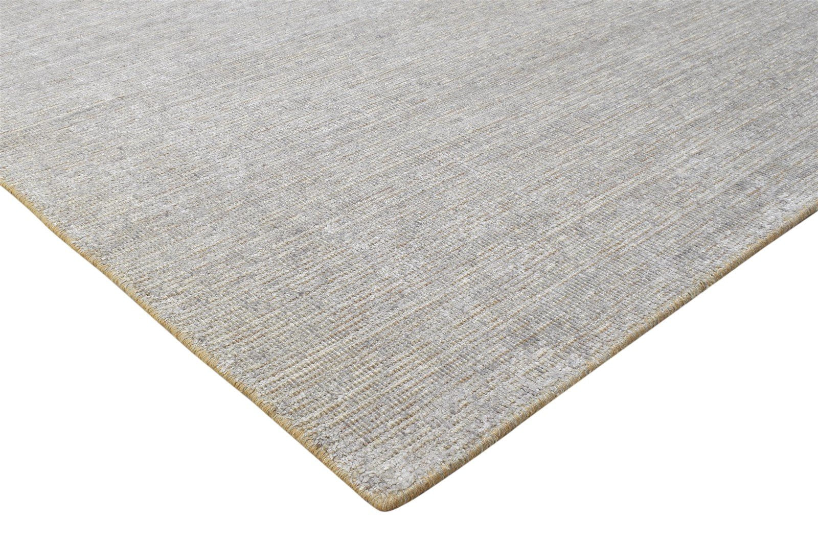 Hand Woven Grey Jute / Silk Rug 6X8 Modern Scandinavian Solid Room Size Carpet 