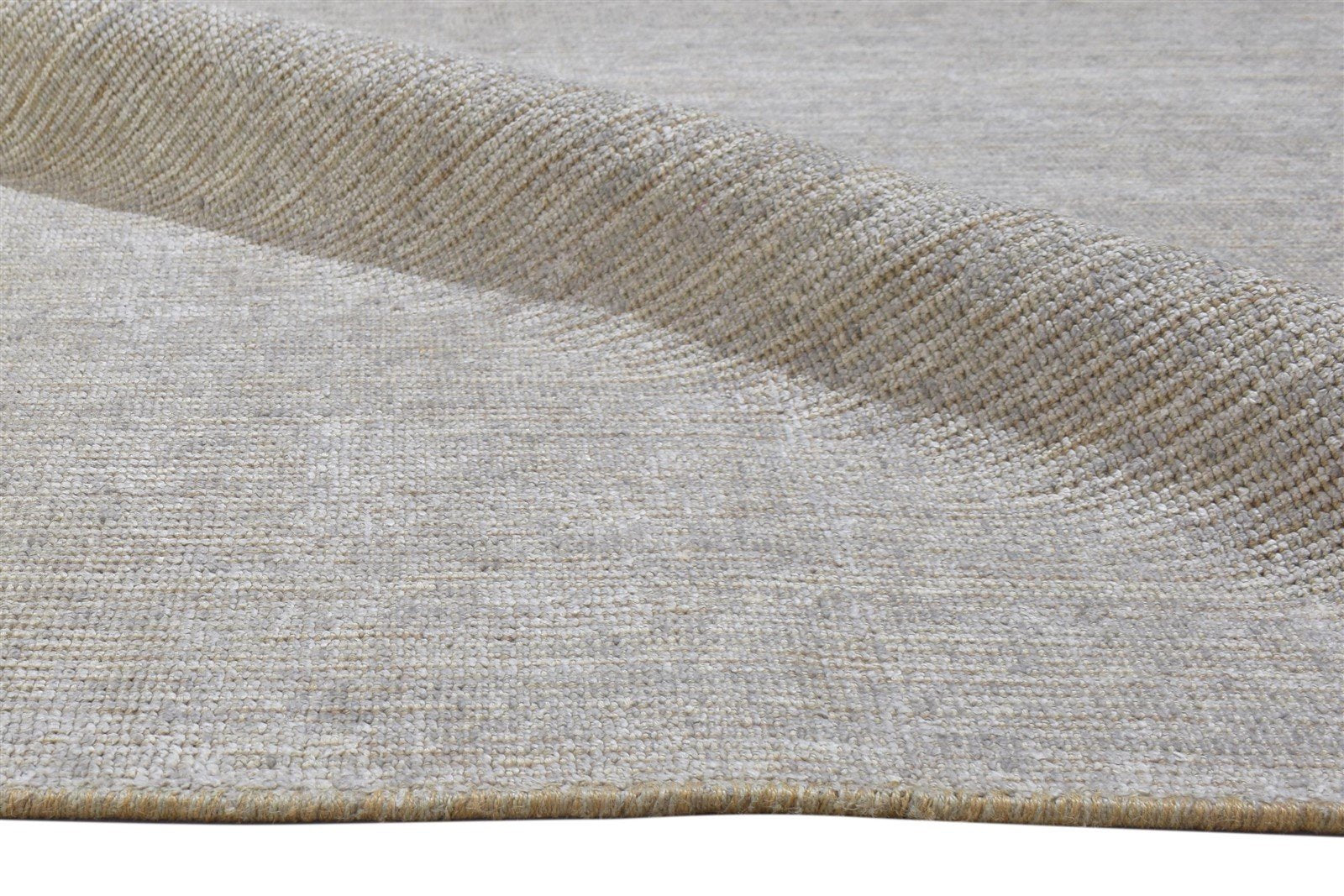 Hand Woven Grey Jute / Silk Rug 6X8 Modern Scandinavian Solid Room Size Carpet 