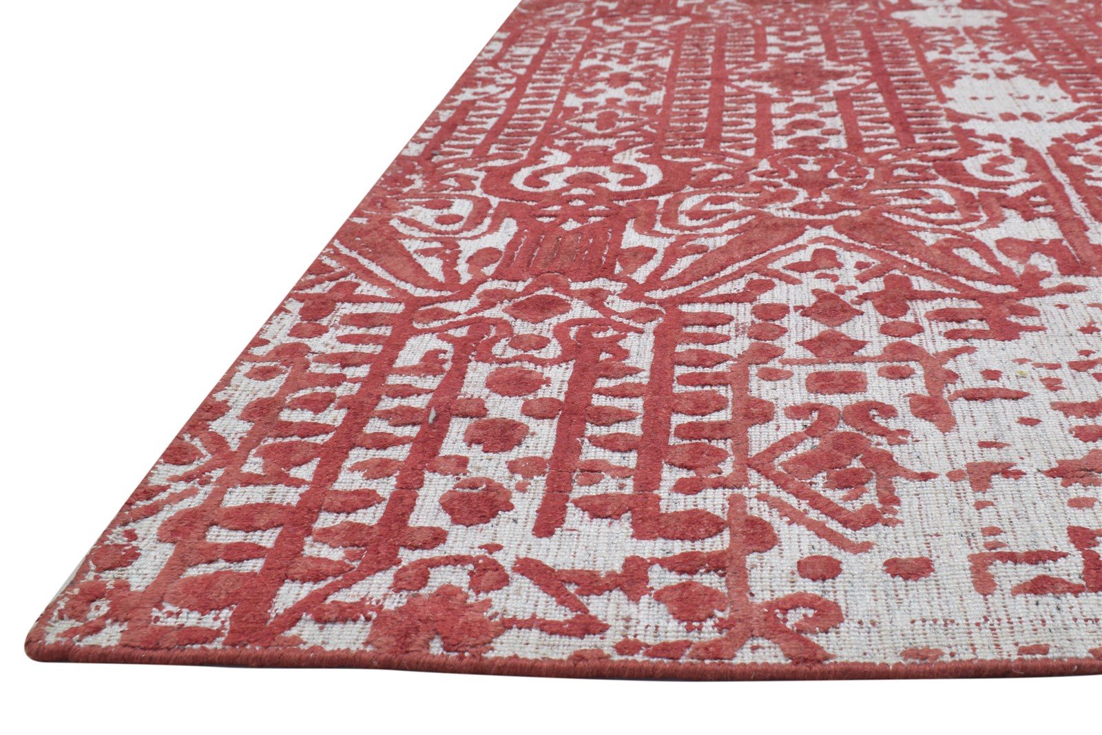 Red Silk Rug 5' X 8' Modern Jacquard Loom Indian Abstract Room Size Carpet 