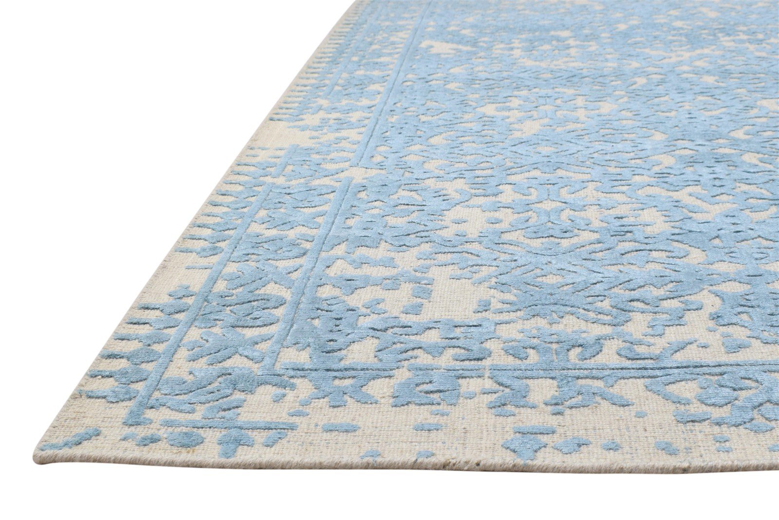 5' X 7' Rug Wool Blue Modern Hand Woven Indian Abstract Room Size Carpet 