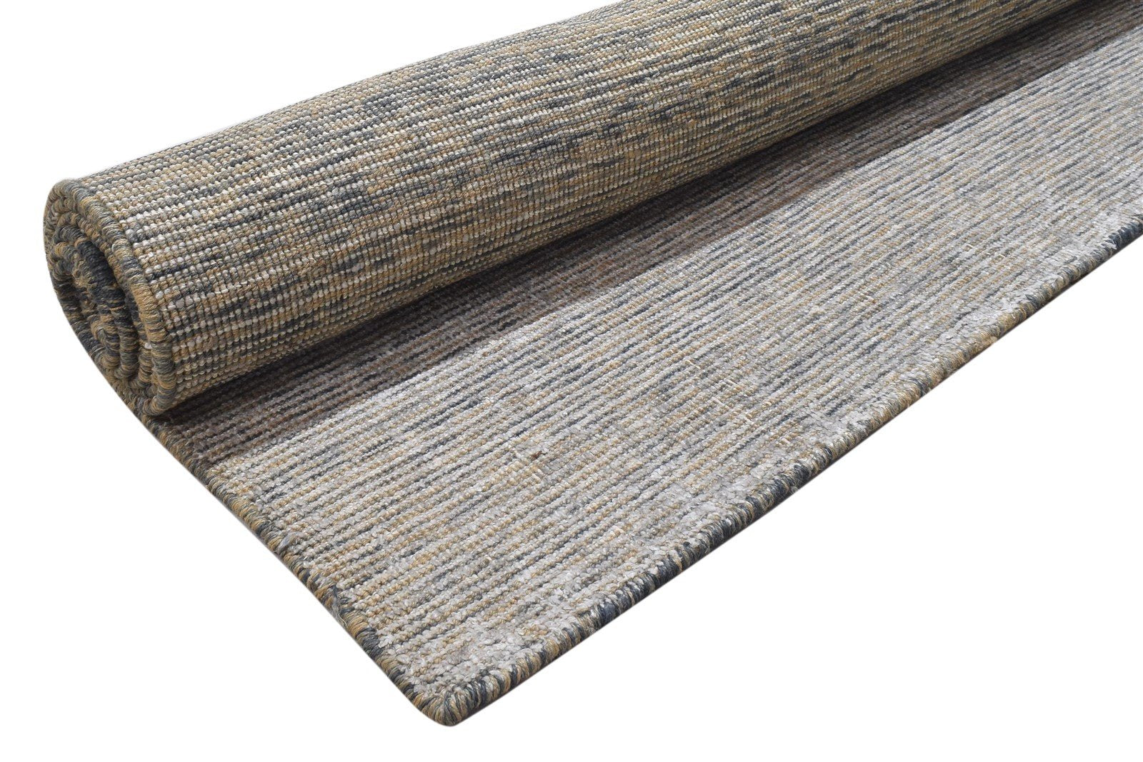 6X9 Rug Jute / Silk Grey Modern Hand Woven Scandinavian Solid Room Size Carpet 