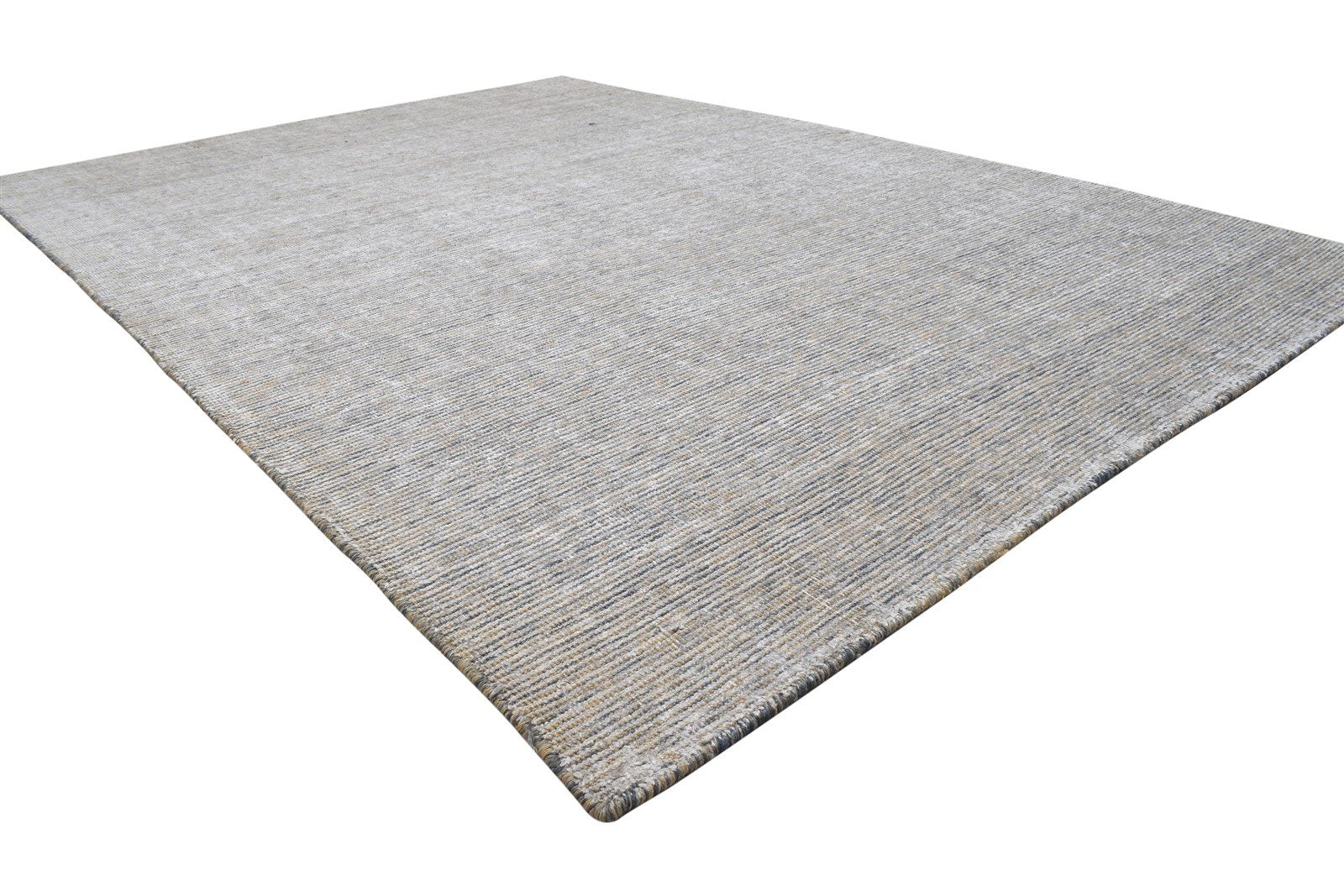 6X9 Rug Jute / Silk Grey Modern Hand Woven Scandinavian Solid Room Size Carpet 