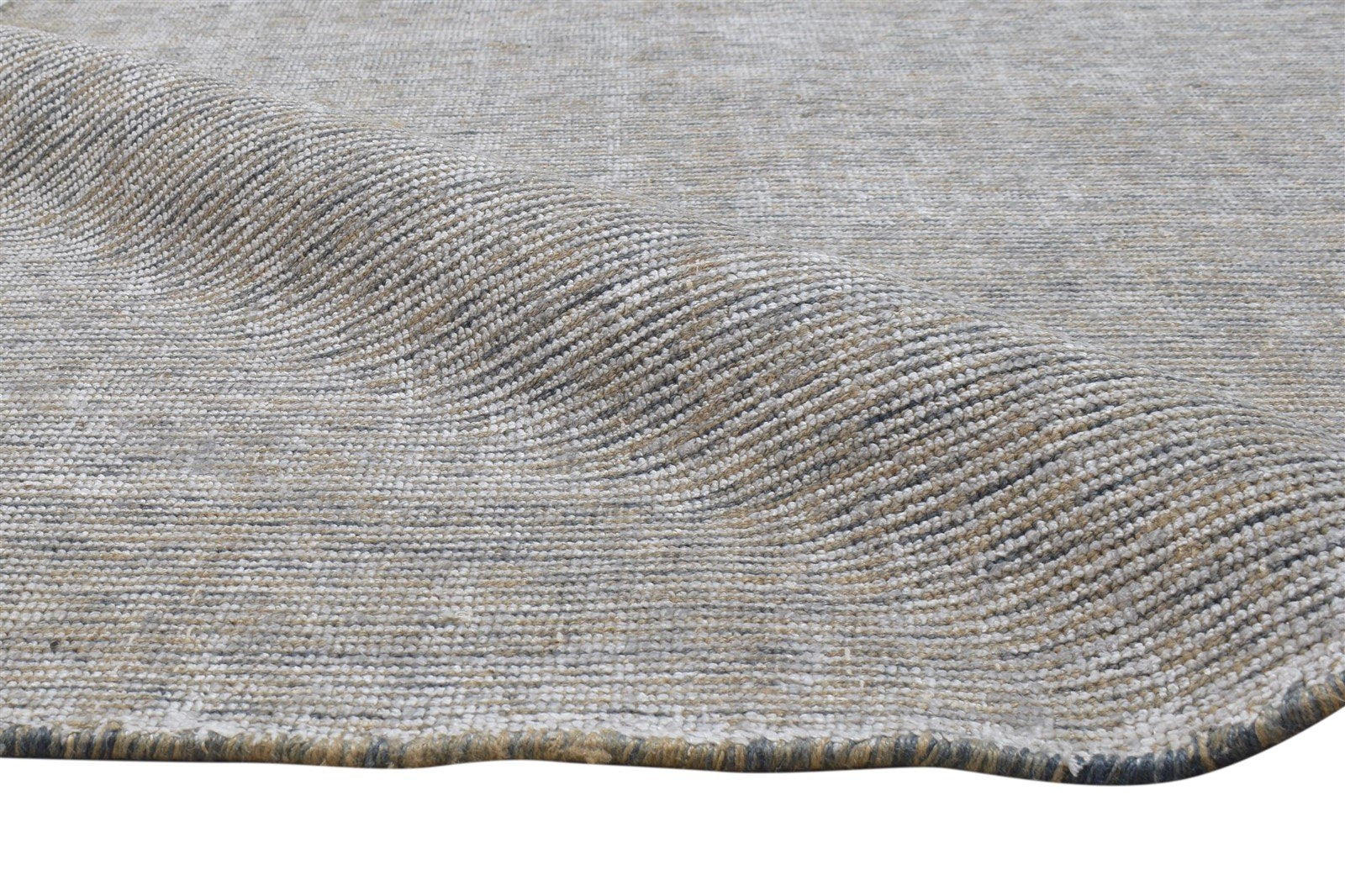 6X9 Rug Jute / Silk Grey Modern Hand Woven Scandinavian Solid Room Size Carpet 